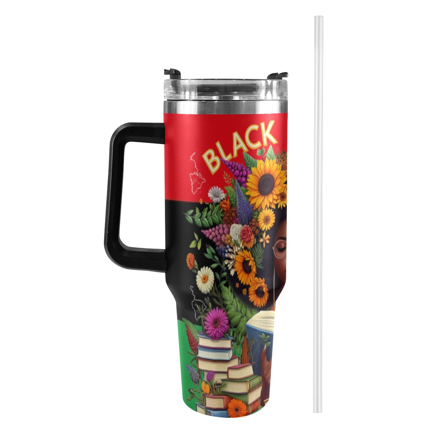 BLACC HISTORY FLOWER 40oz Tumbler with Black Handle