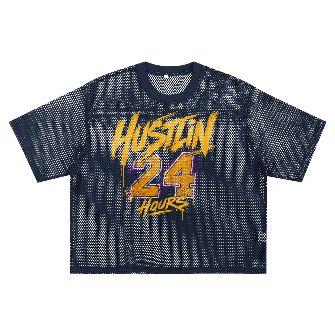 HUSTLIN 24 HOURS See-through Boxy Net T-Shirt