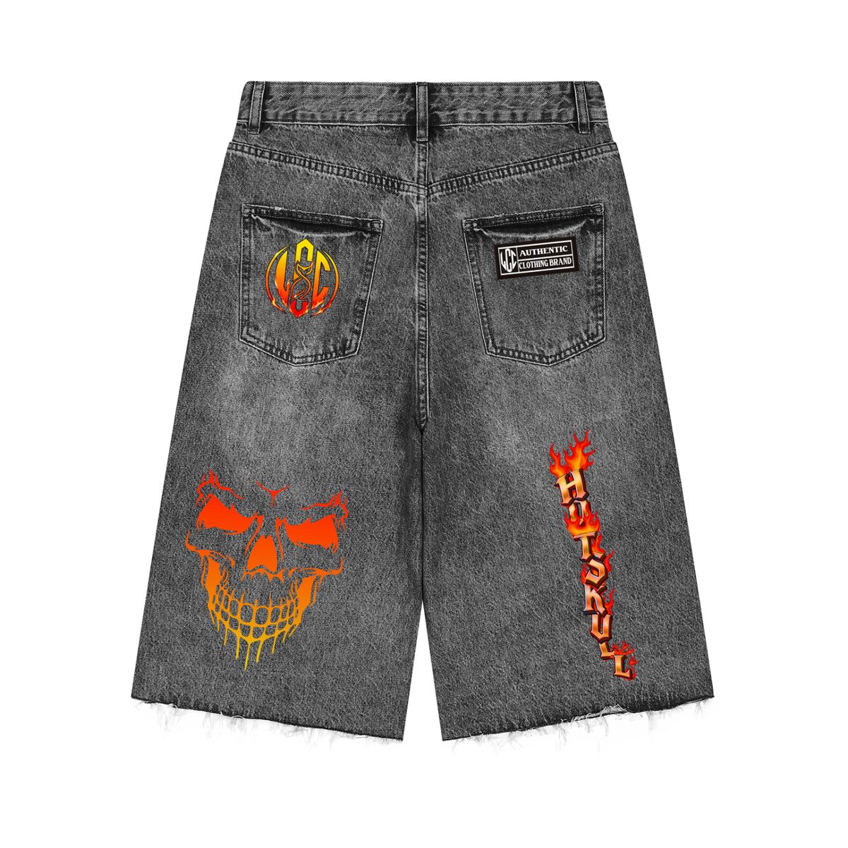 LCC HOTSKULL Vintage Wide Leg Denim Shorts