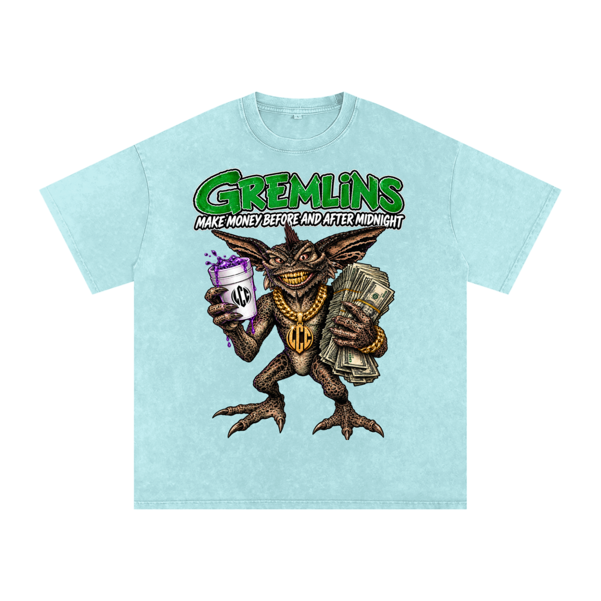 GREMLINS Snow Washed Oversized Cotton T-Shirt