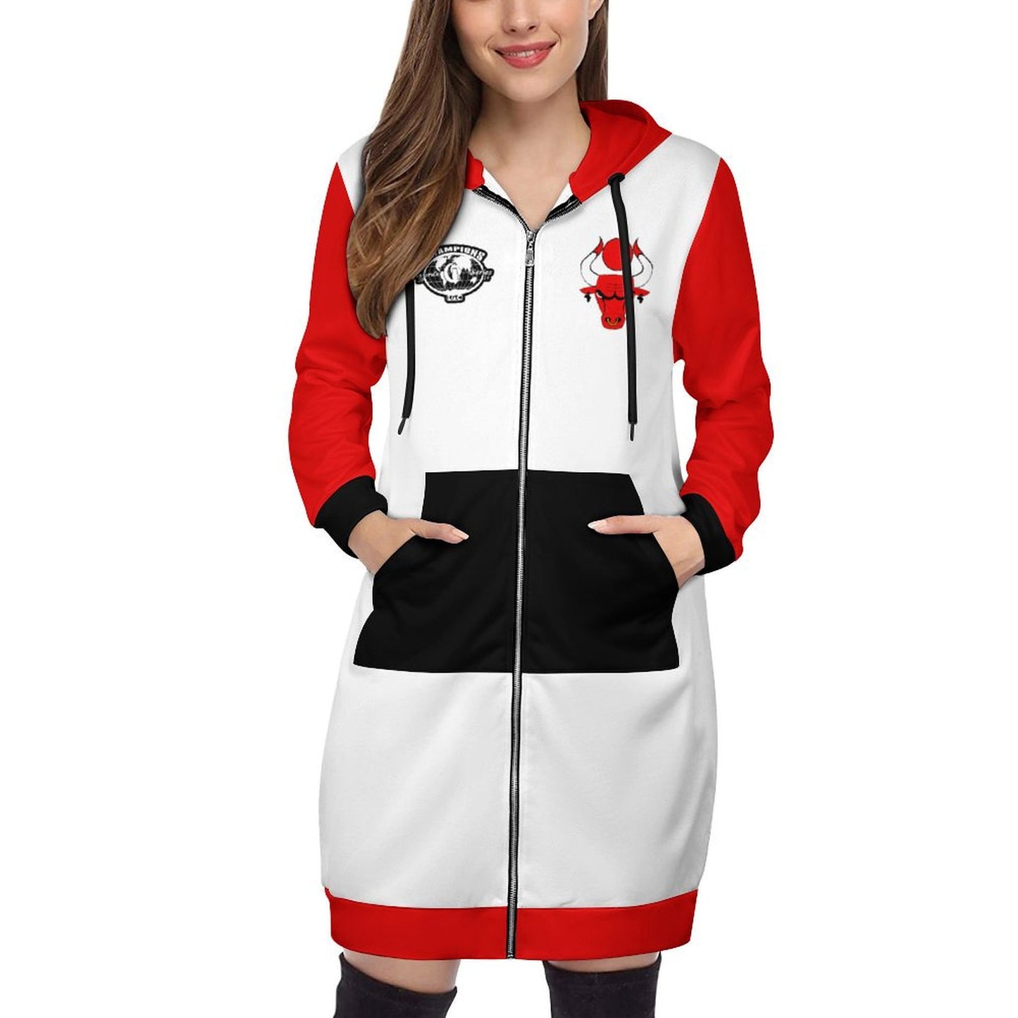 HATHOR BULLS Women's Hooded Sweatshirt Dress