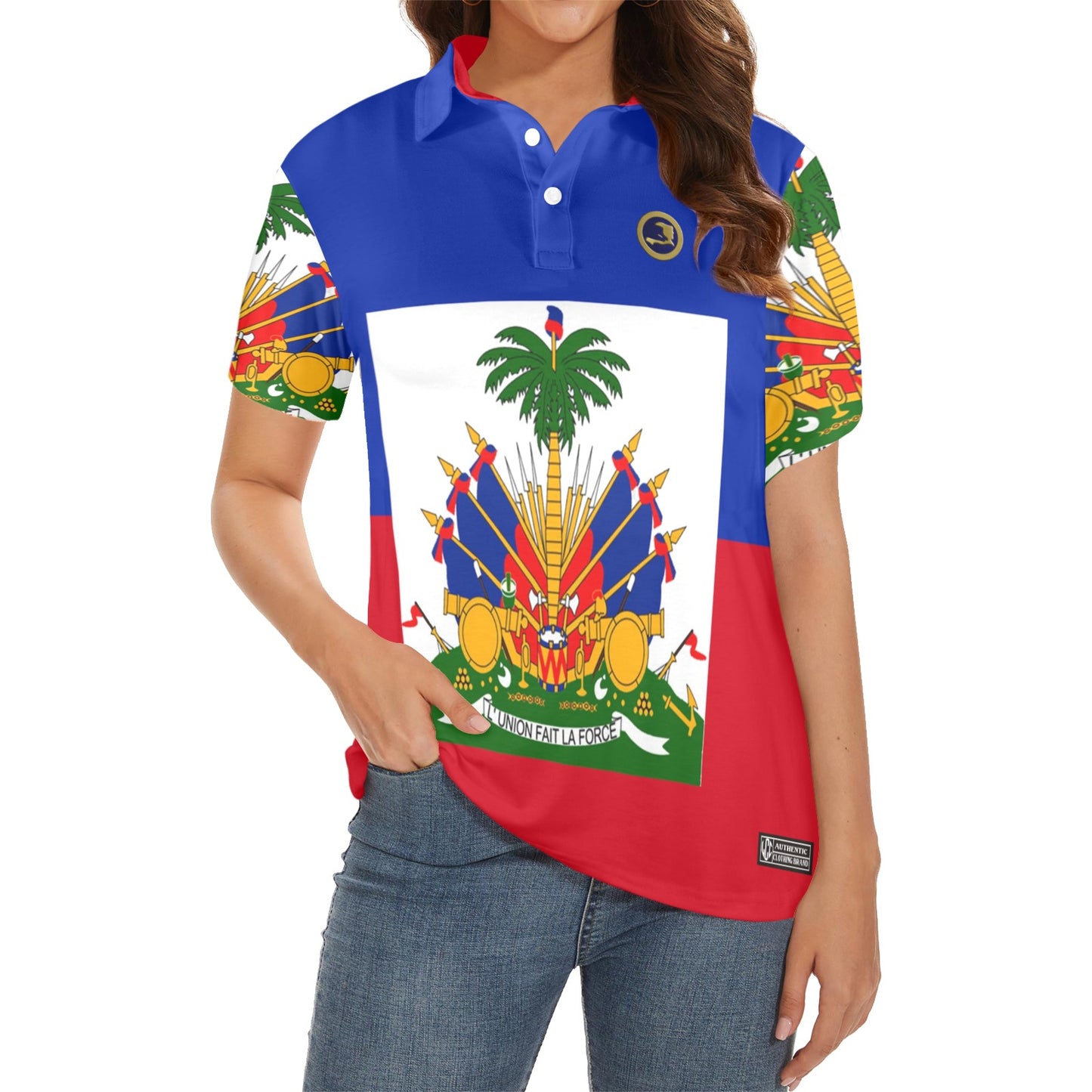 HAITI Women's All Over Print Polo Shirt (Model T55)