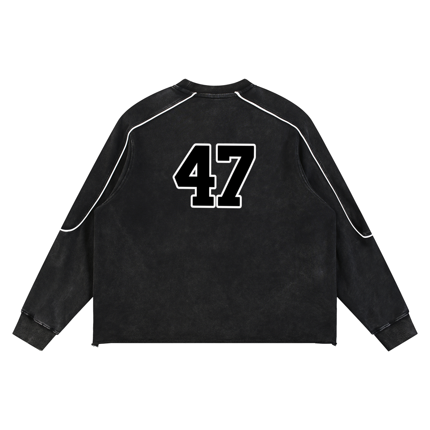 ABOVE THE RIM Mineral Wash Piping Raw Hem Sweatshirt