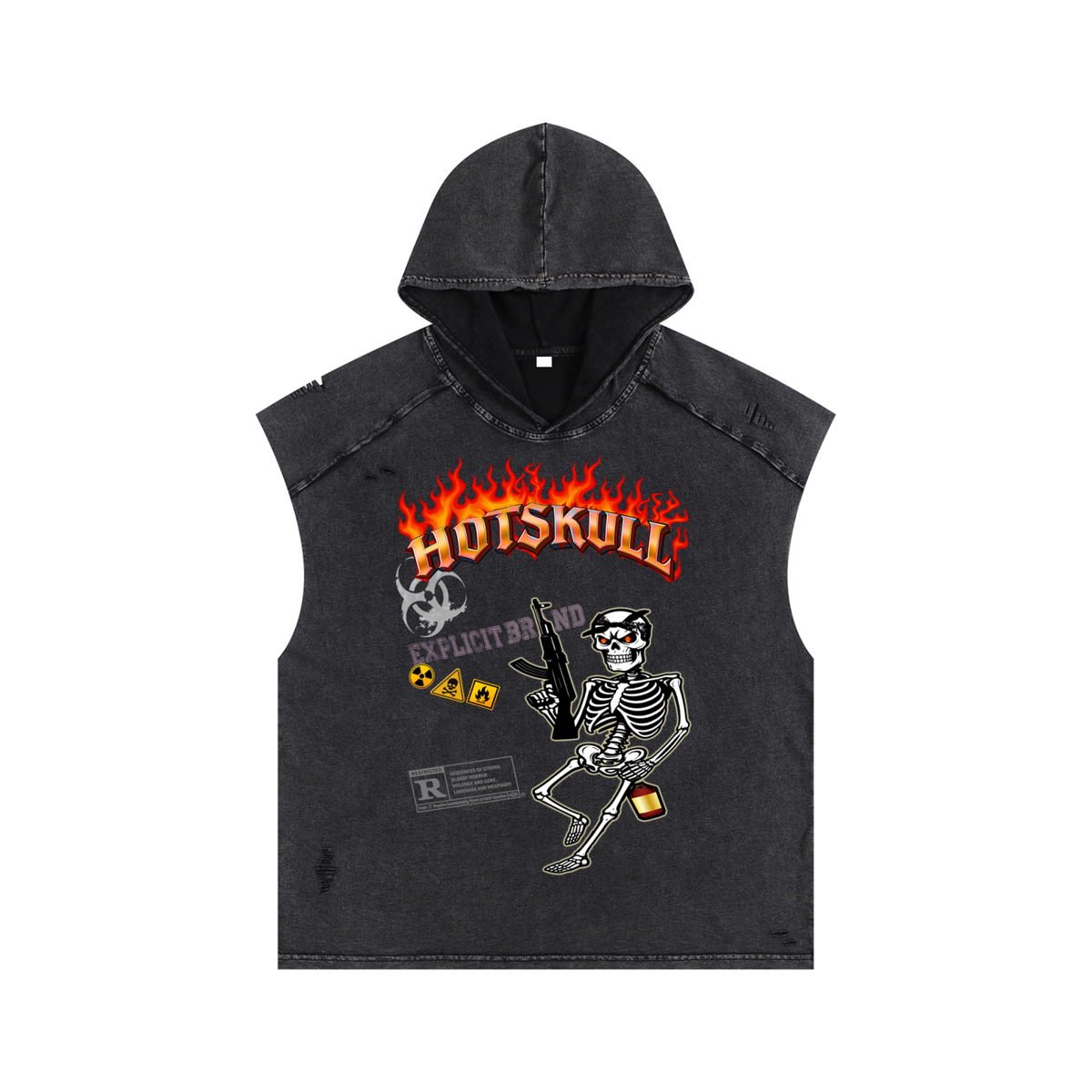 LCC HOTSKULL Snow Washed Boxy Hooded Tank Top
