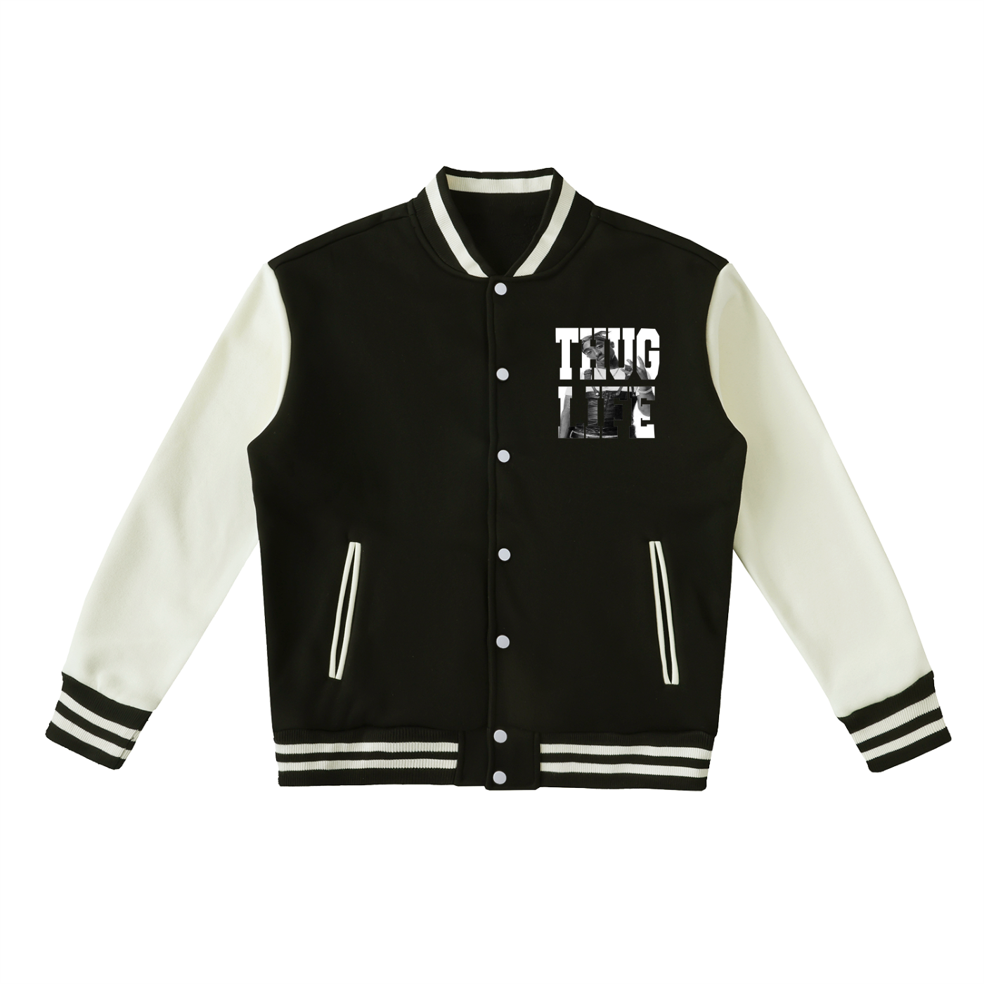 SHAKUR Two-Tone Fleeced Varsity Jacket