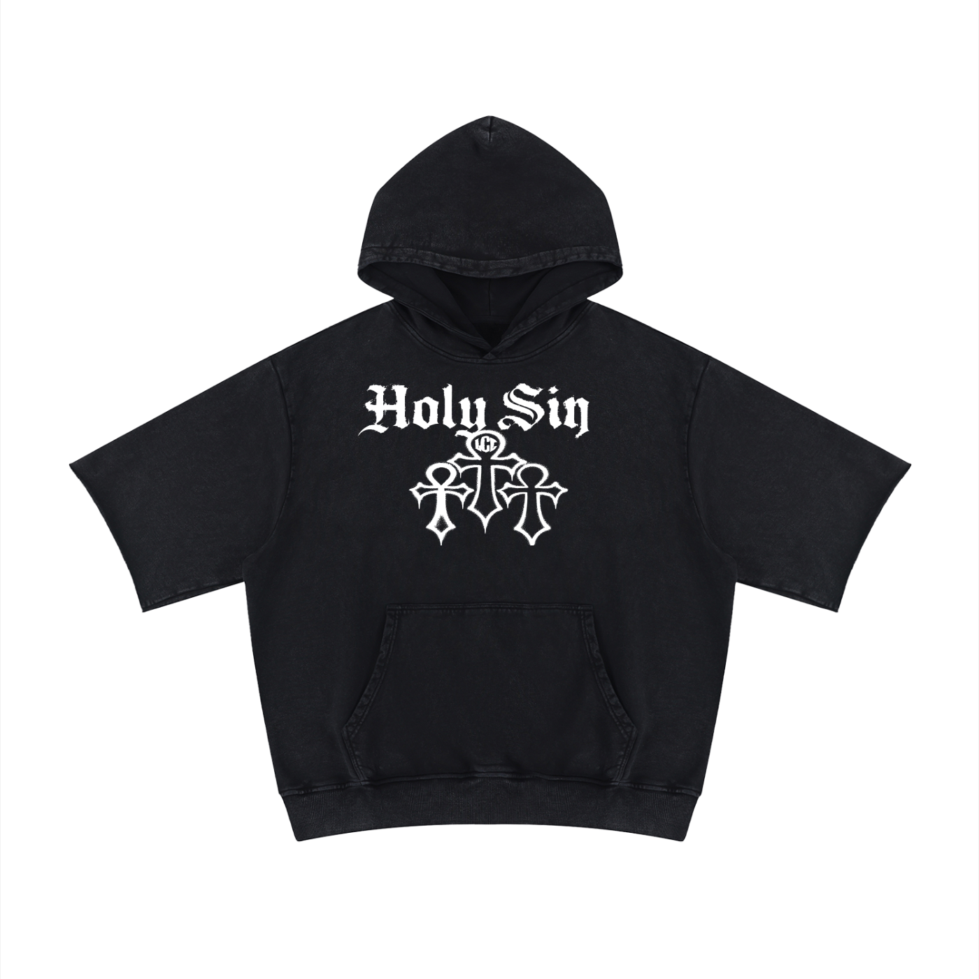 Unisex Mineral Wash Short Sleeve Hoodie