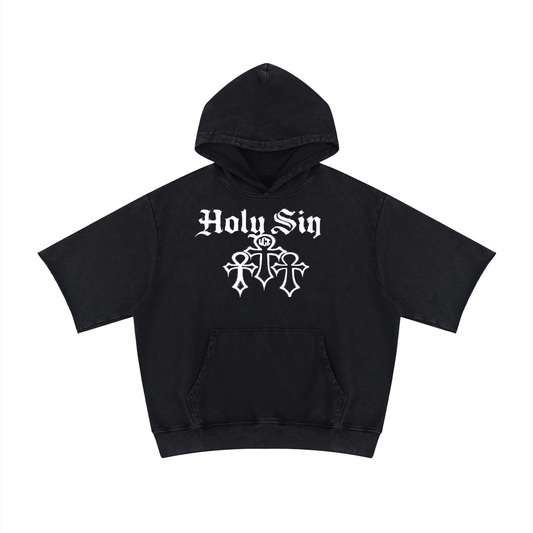 Unisex Mineral Wash Short Sleeve Hoodie