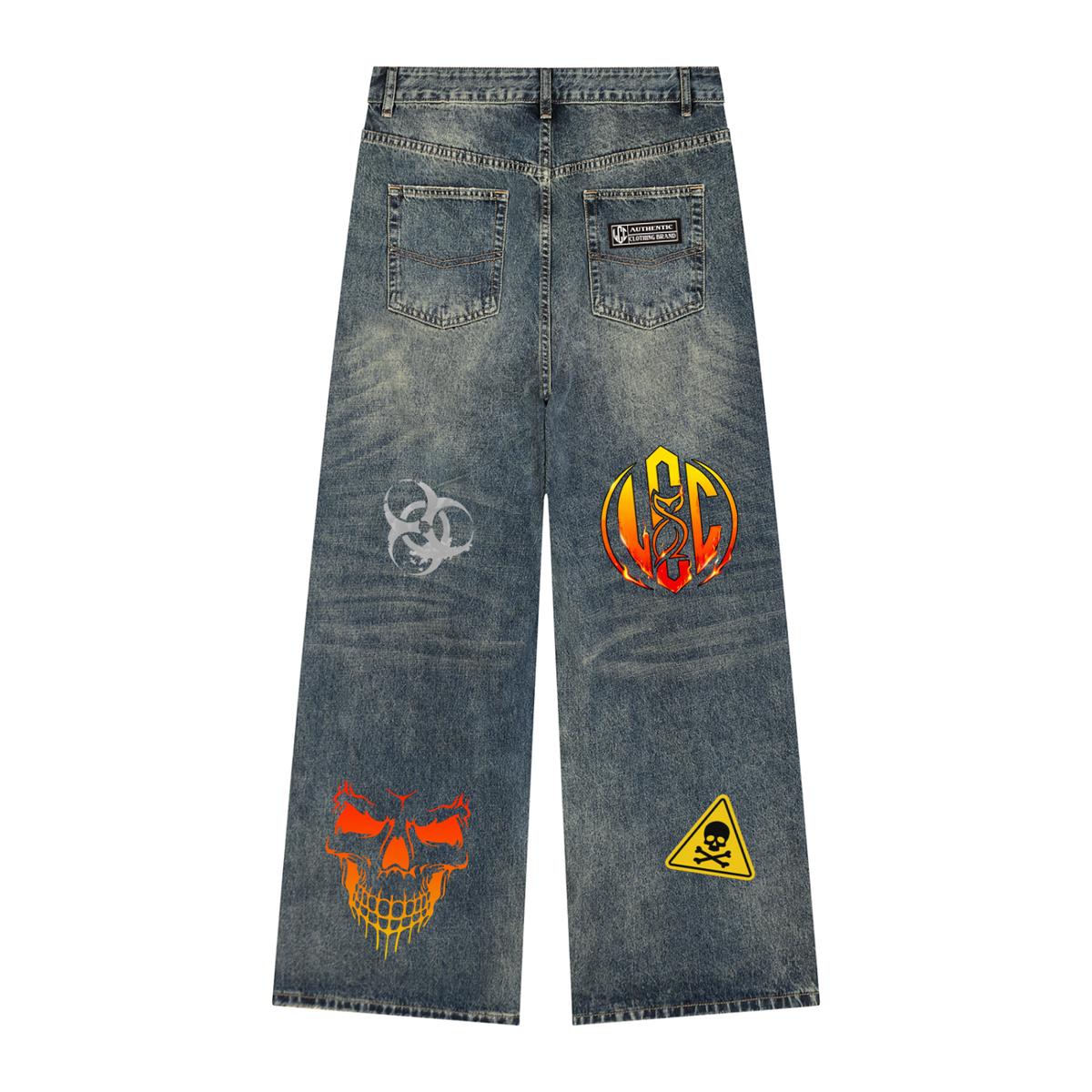 LCC HOTSKULL Vintage Wash Denim Jeans