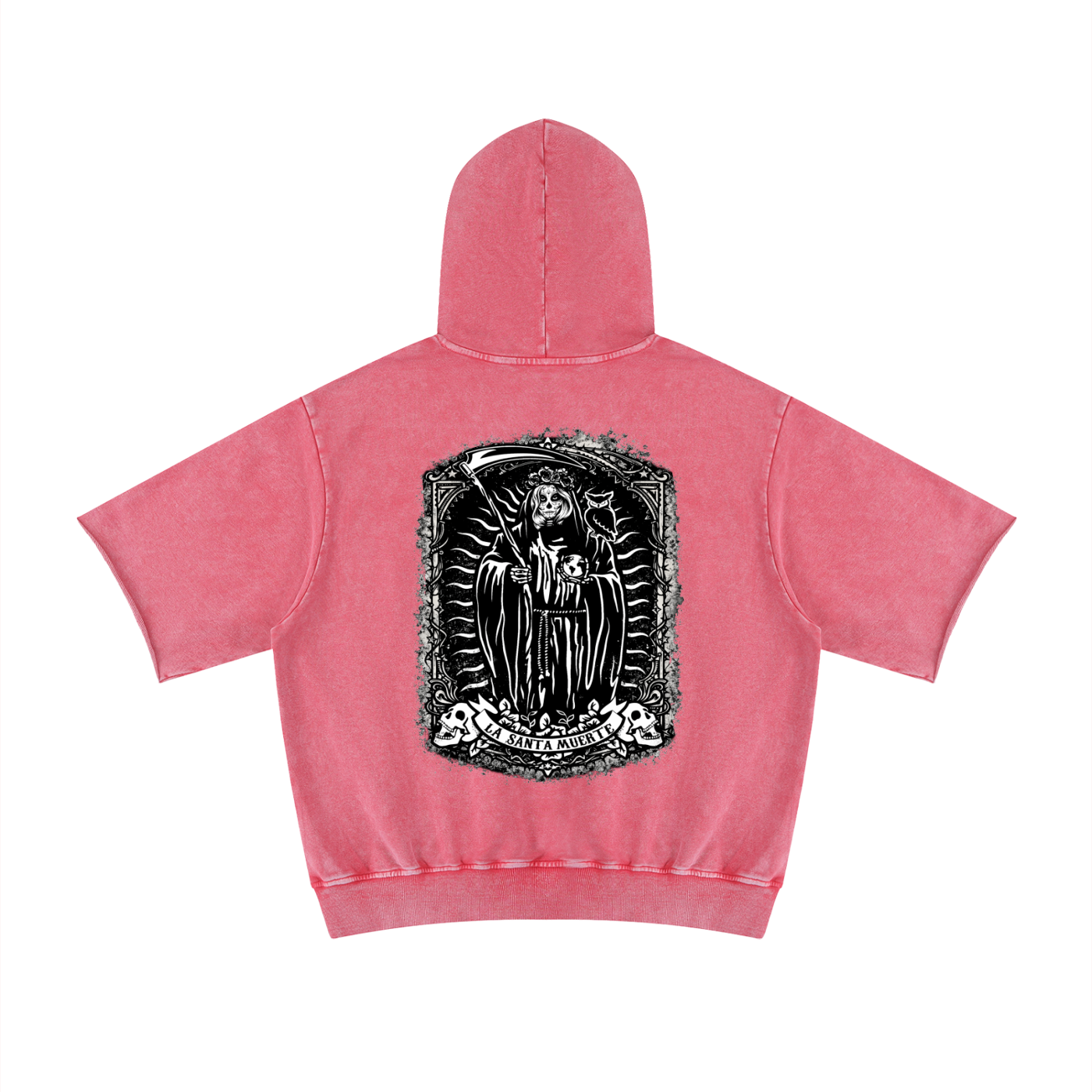 LA SANTA MUERTE Mineral Wash Short Sleeve Hoodie