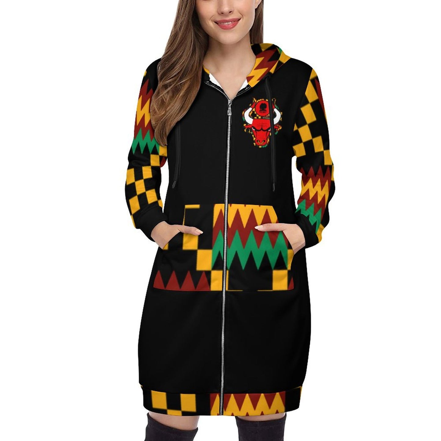 HATHOR BULLS Women's Hooded Sweatshirt Dress