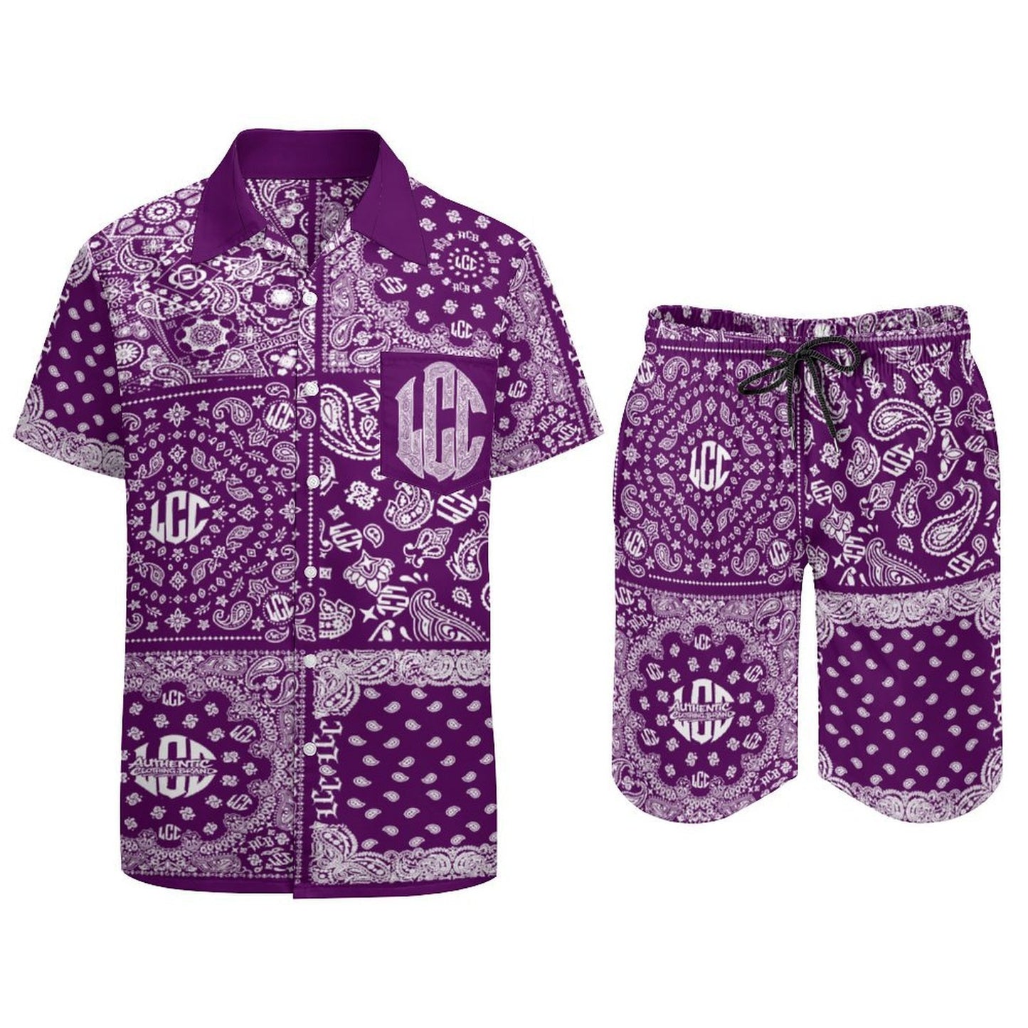 BANDANA DYNASTY Men's Shirt and Shorts Outfit