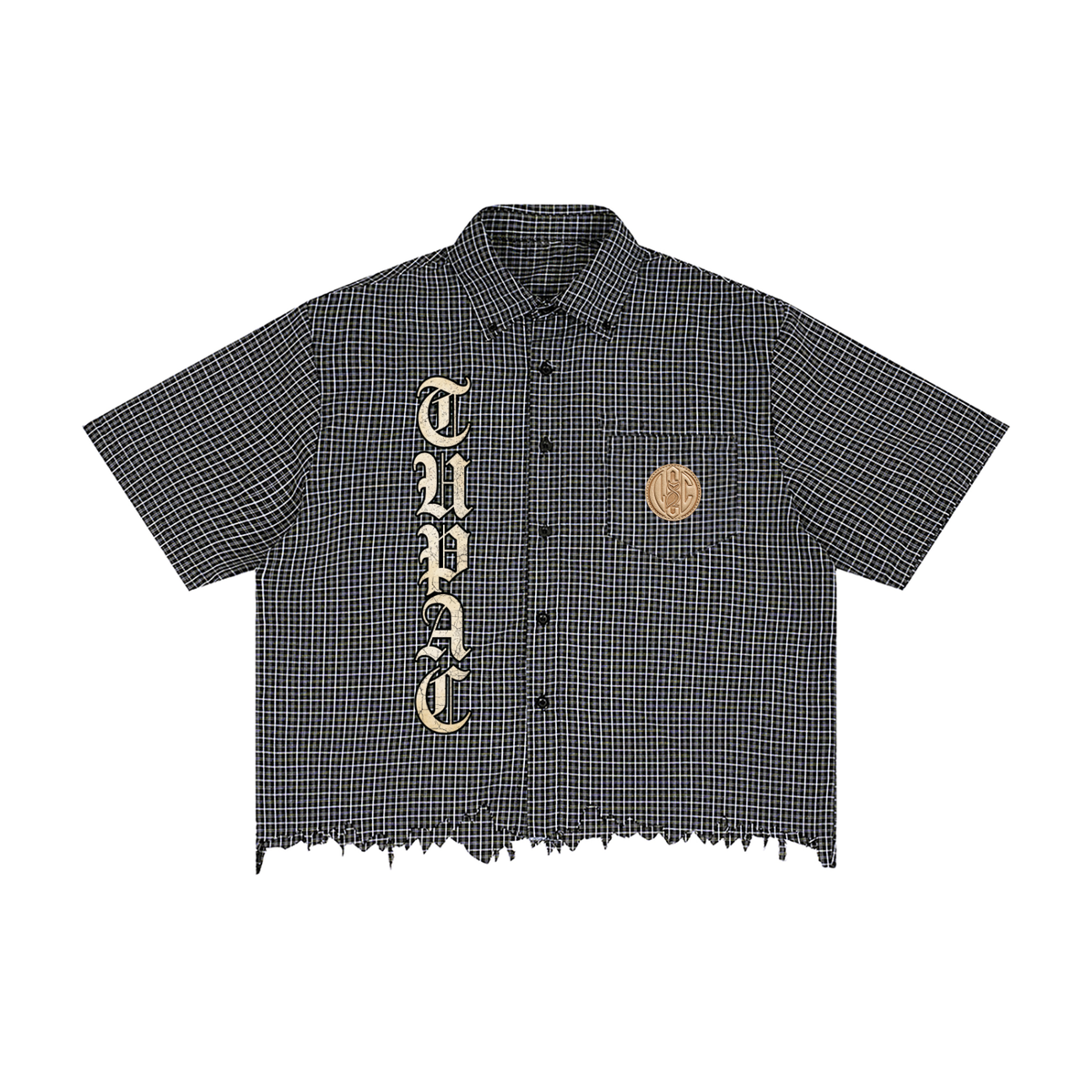 TUPAC Distressed Plaid Boxy Shirt