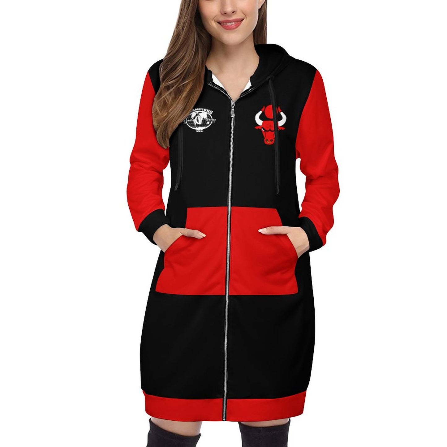 HATHOR BULLS Women's Hooded Sweatshirt Dress