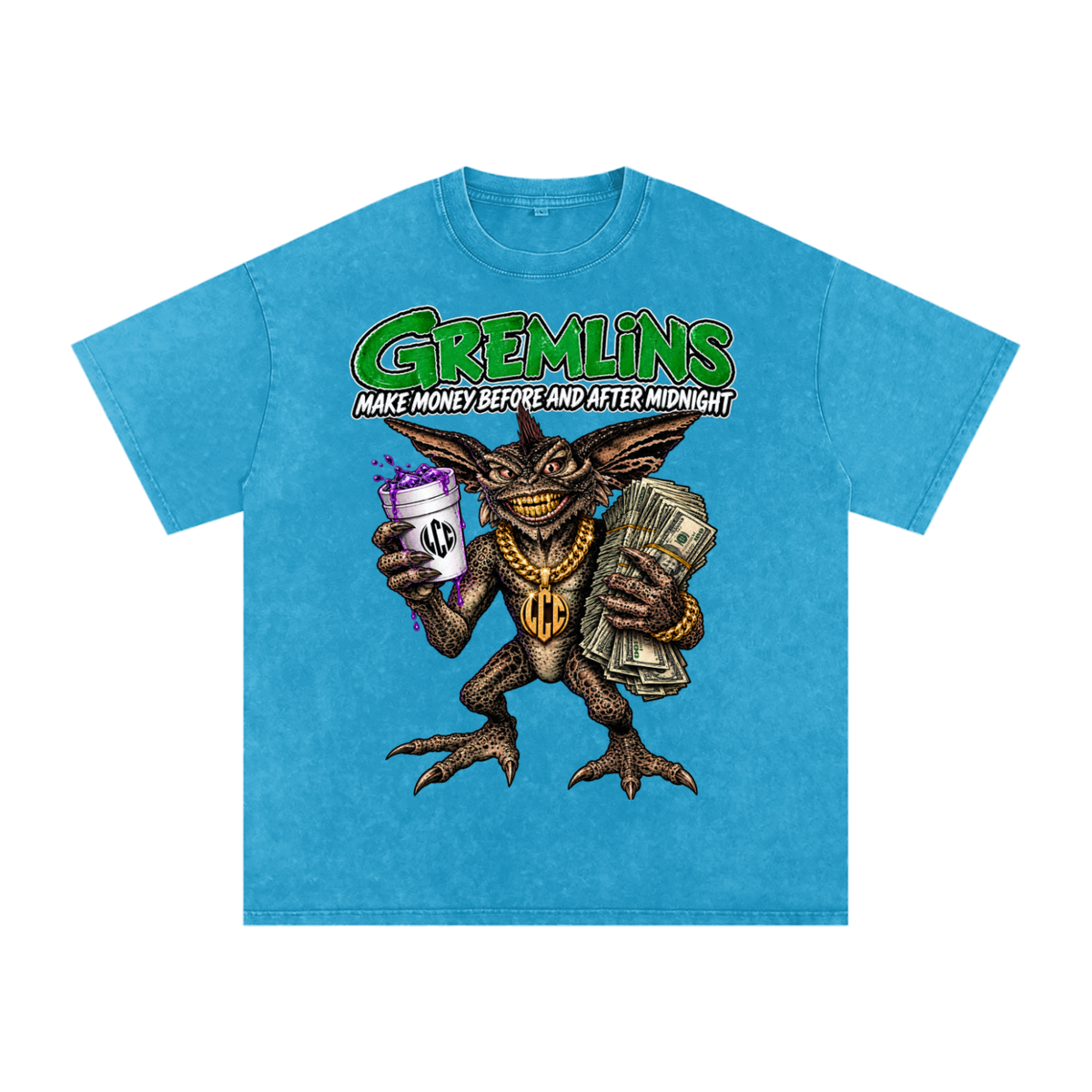 GREMLINS Snow Washed Oversized Cotton T-Shirt