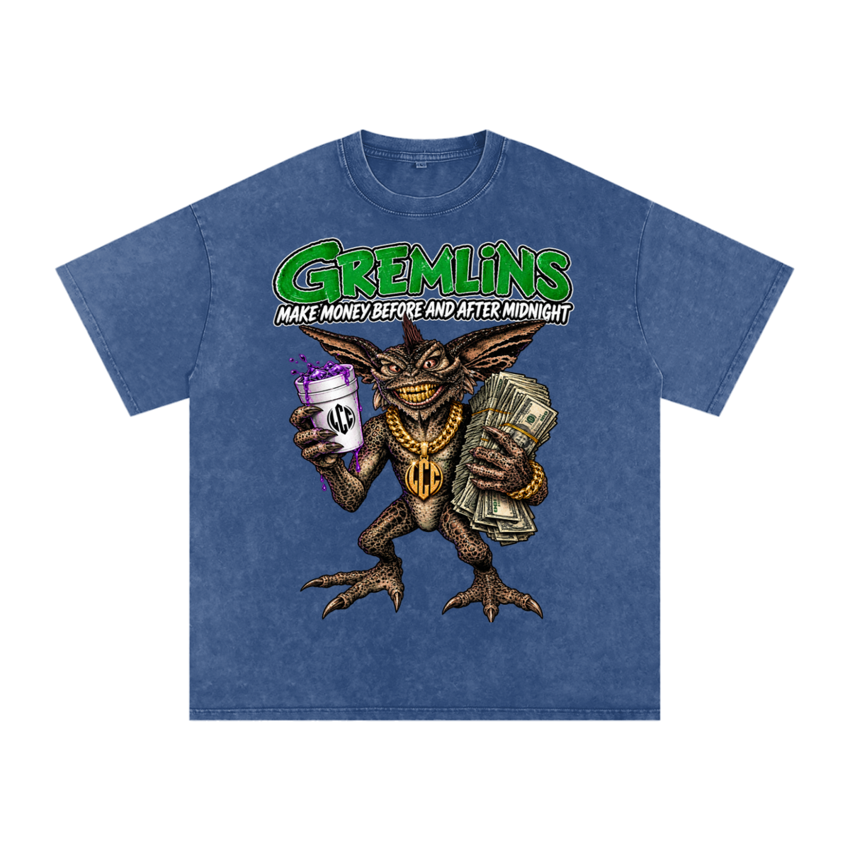 GREMLINS Snow Washed Oversized Cotton T-Shirt