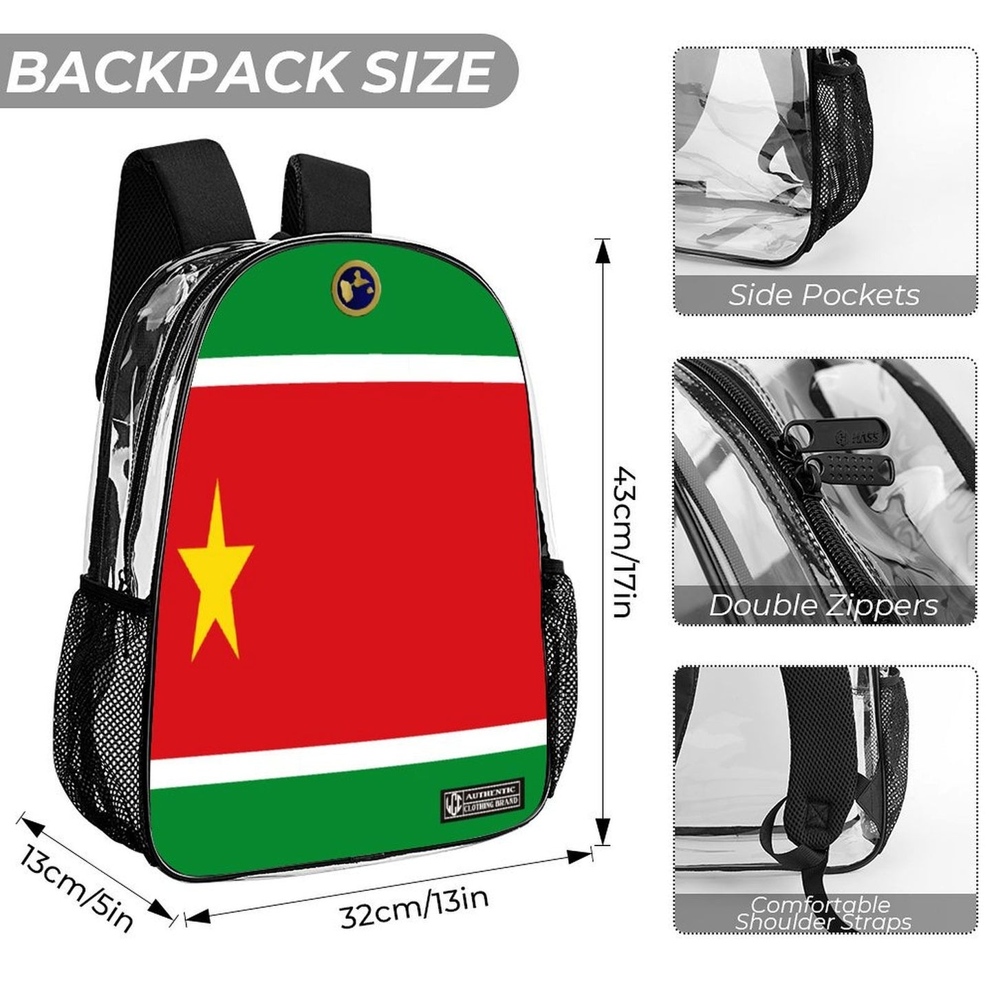 GUADELOUPE 3-Piece Clear Backpack Set
