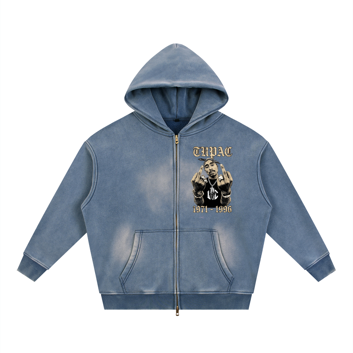 TUPAC Sunfade Zipper Boxy Hoodie