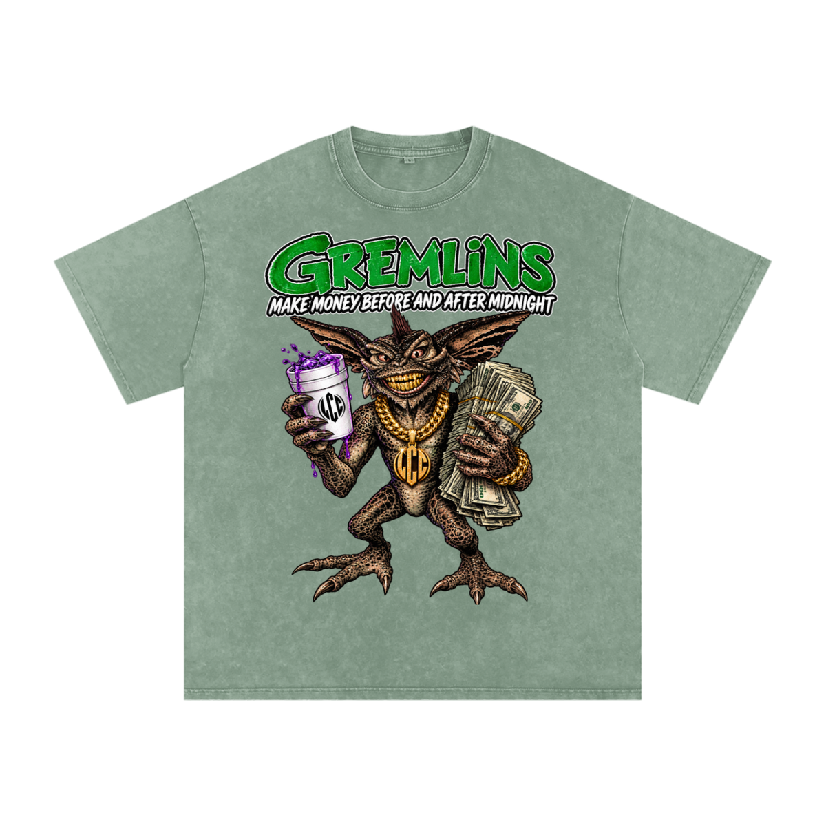GREMLINS Snow Washed Oversized Cotton T-Shirt