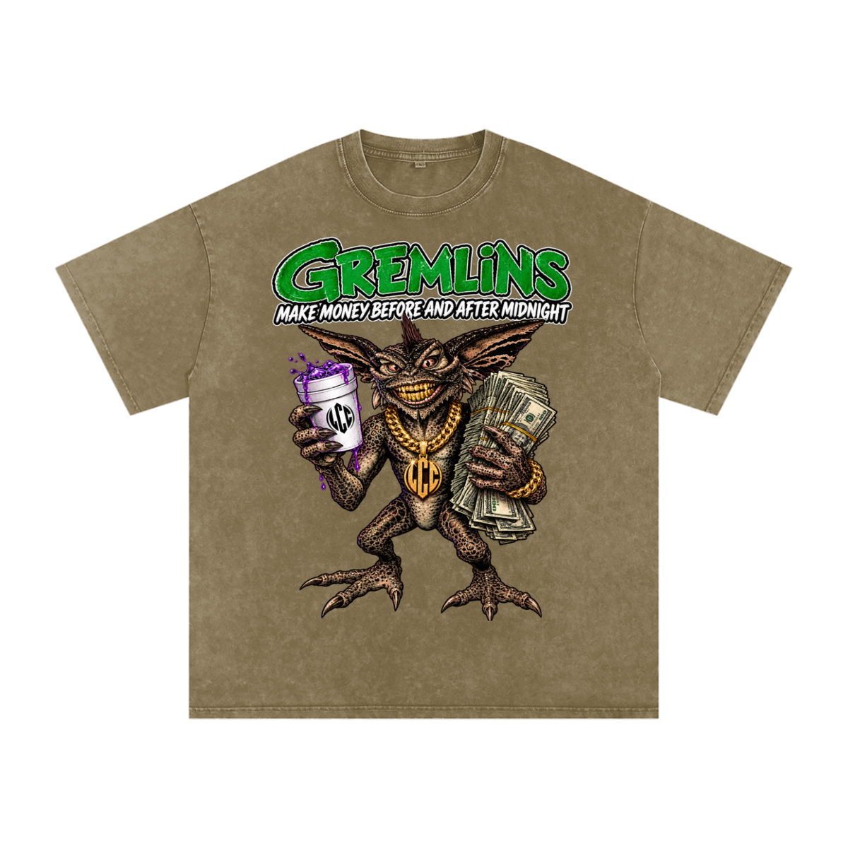 GREMLINS Snow Washed Oversized Cotton T-Shirt