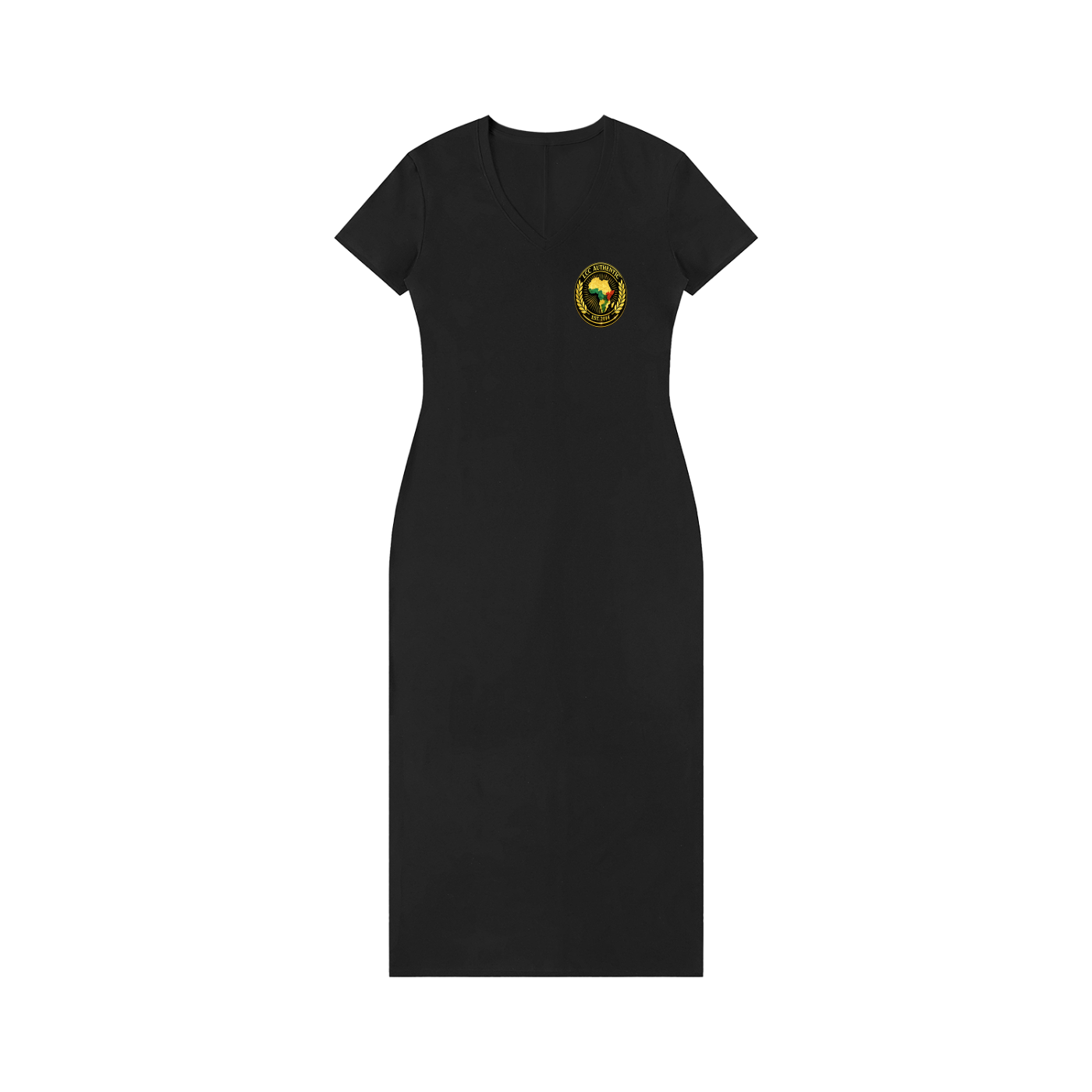 AFRICA PRIDE Women's V-Neck Short Sleeve Maxi Dress