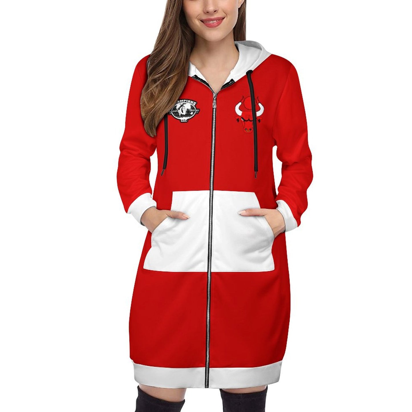 HATHOR BULLS Women's Hooded Sweatshirt Dress