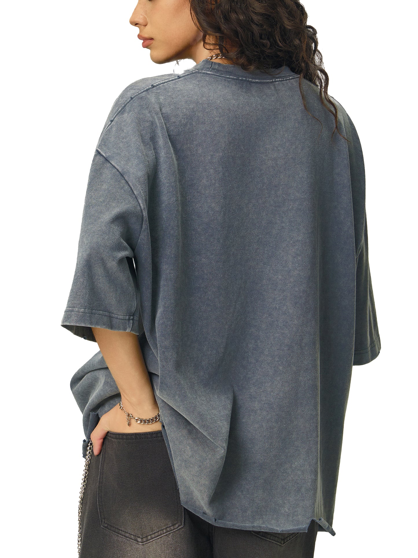 BROOKLYN ZOO Snow Wash Raw-Hem Boxy T-shirt
