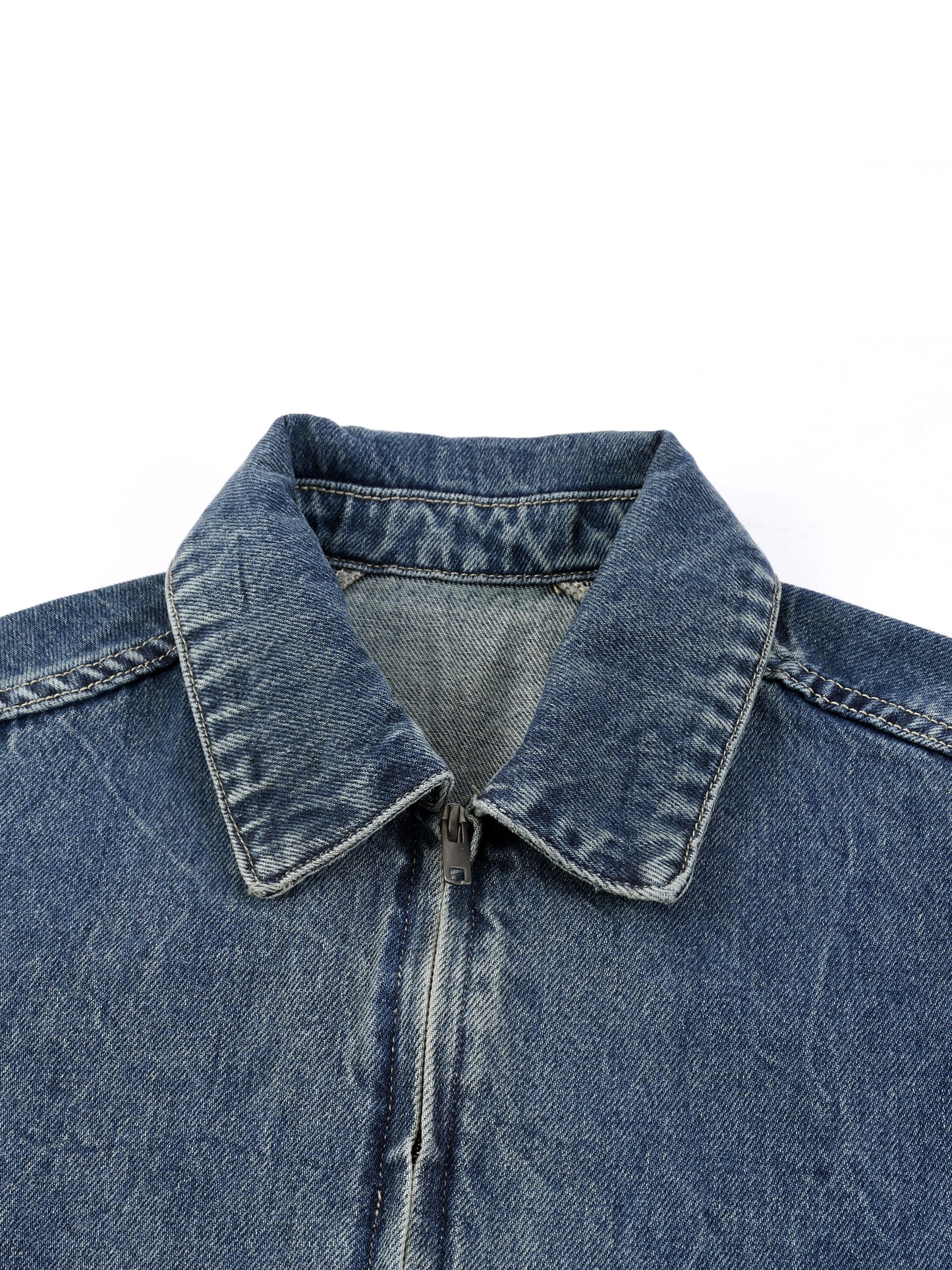 NOS ANCETRES Vintage Wash Zip Up Denim Jacket