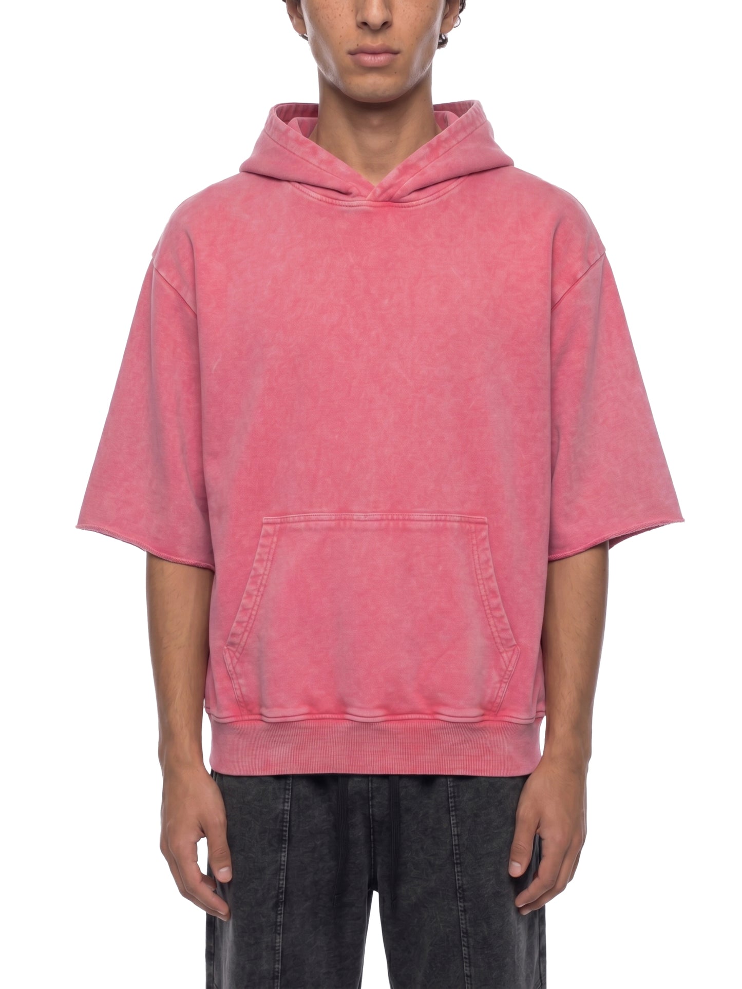 HOLY SIN Mineral Wash Short Sleeve Hoodie