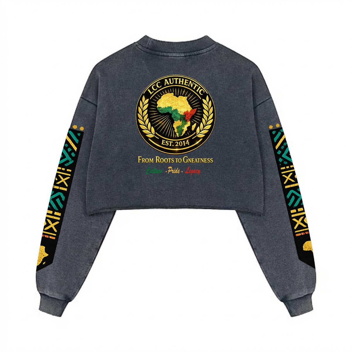 AFRICAN PRIDE Women’s Cropped Distressed Sweatshirt