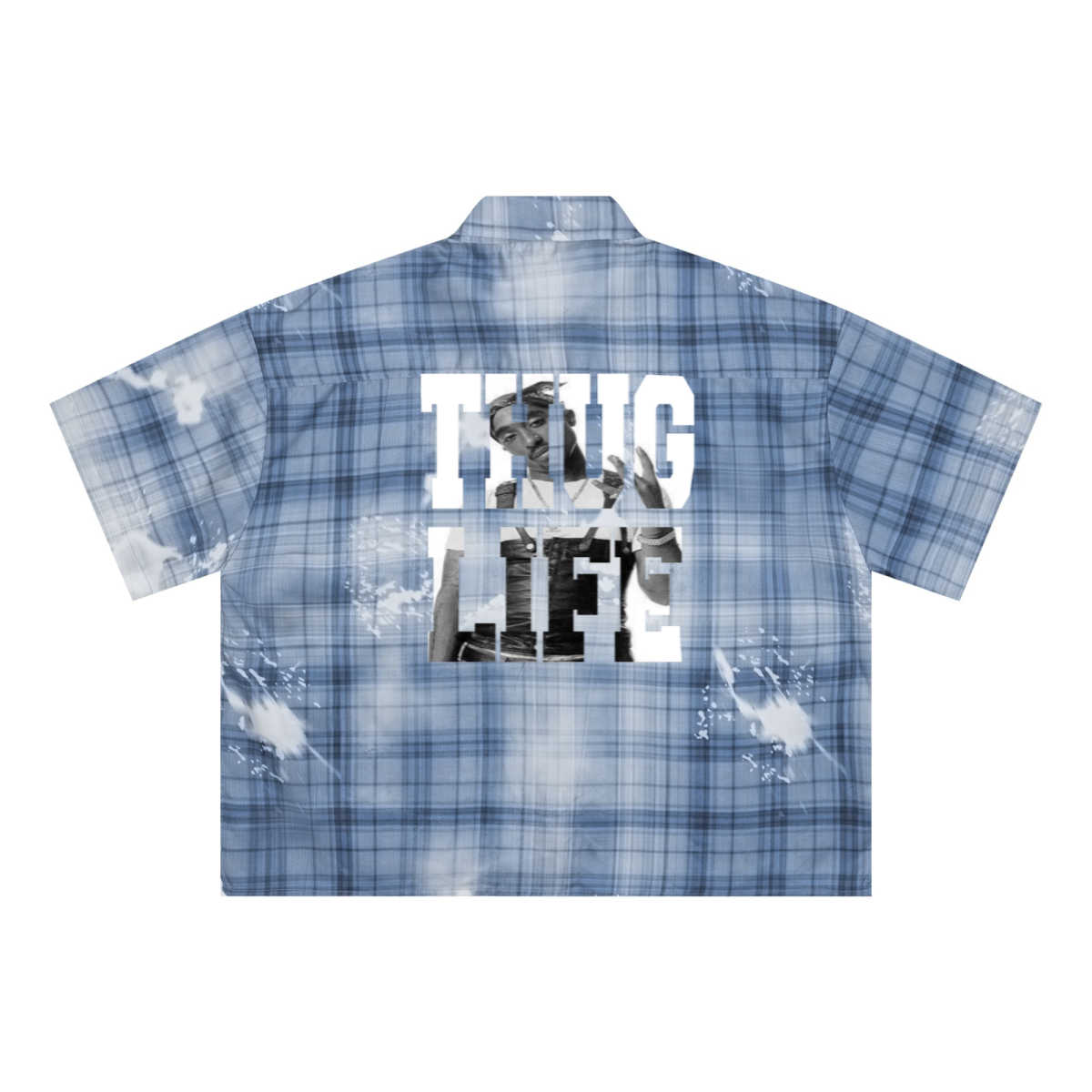 200GSM Tencel Twill Plaid Print Boxy Workwear Shirt Blue