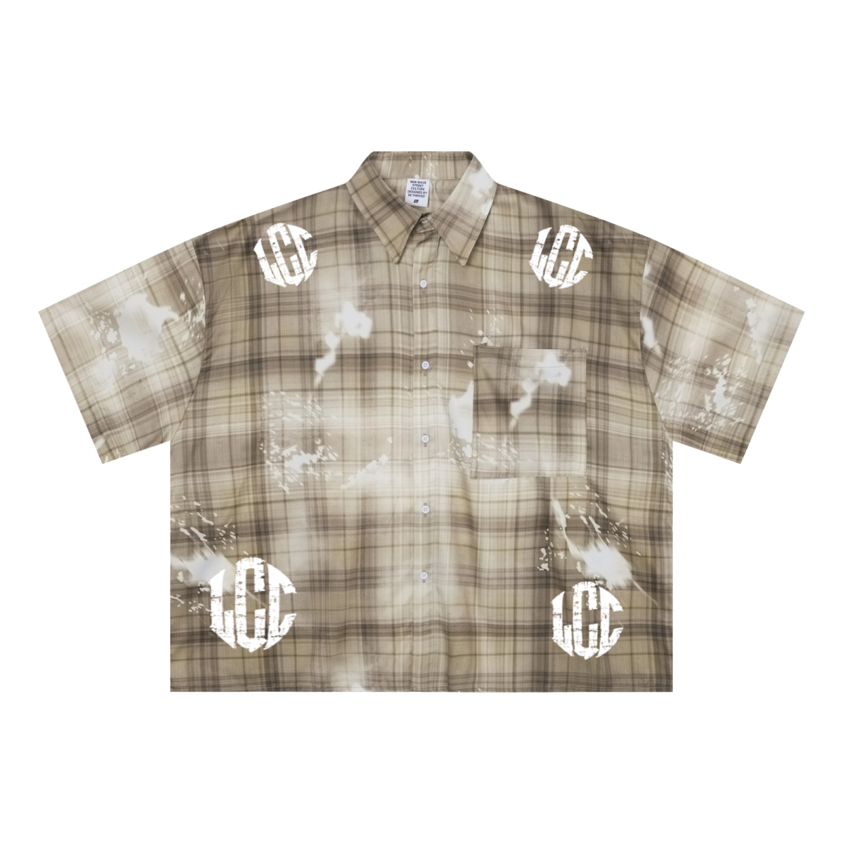 200GSM Tencel Twill Plaid Print Boxy Workwear Shirt Khaki