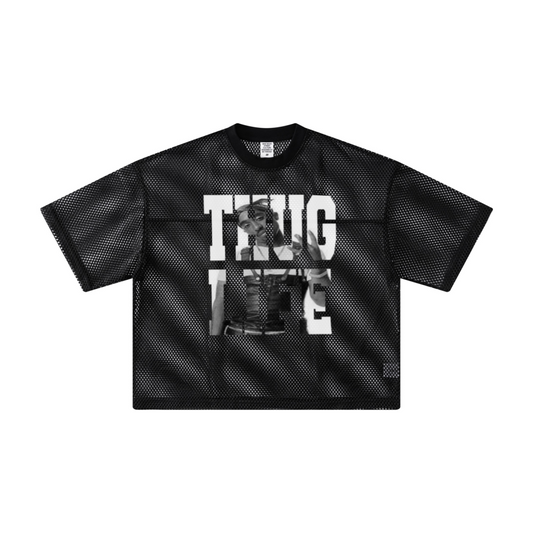 240GSM Men’s Boxy-Fit Mesh Layering T-Shirt Black