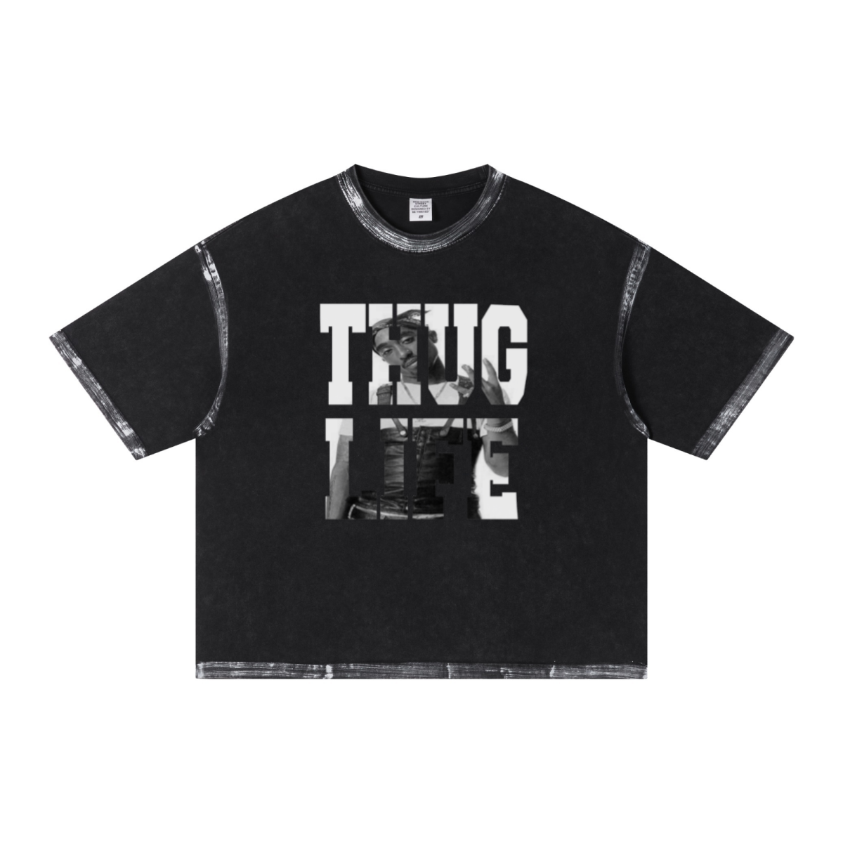 285GSM Heavyweight Double Yarn Snow Wash Boxy Fit T-Shirt Snow Wash