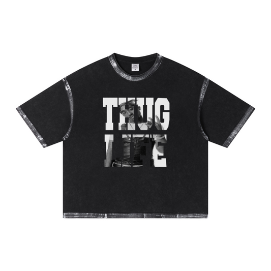 285GSM Heavyweight Double Yarn Snow Wash Boxy Fit T-Shirt Snow Wash