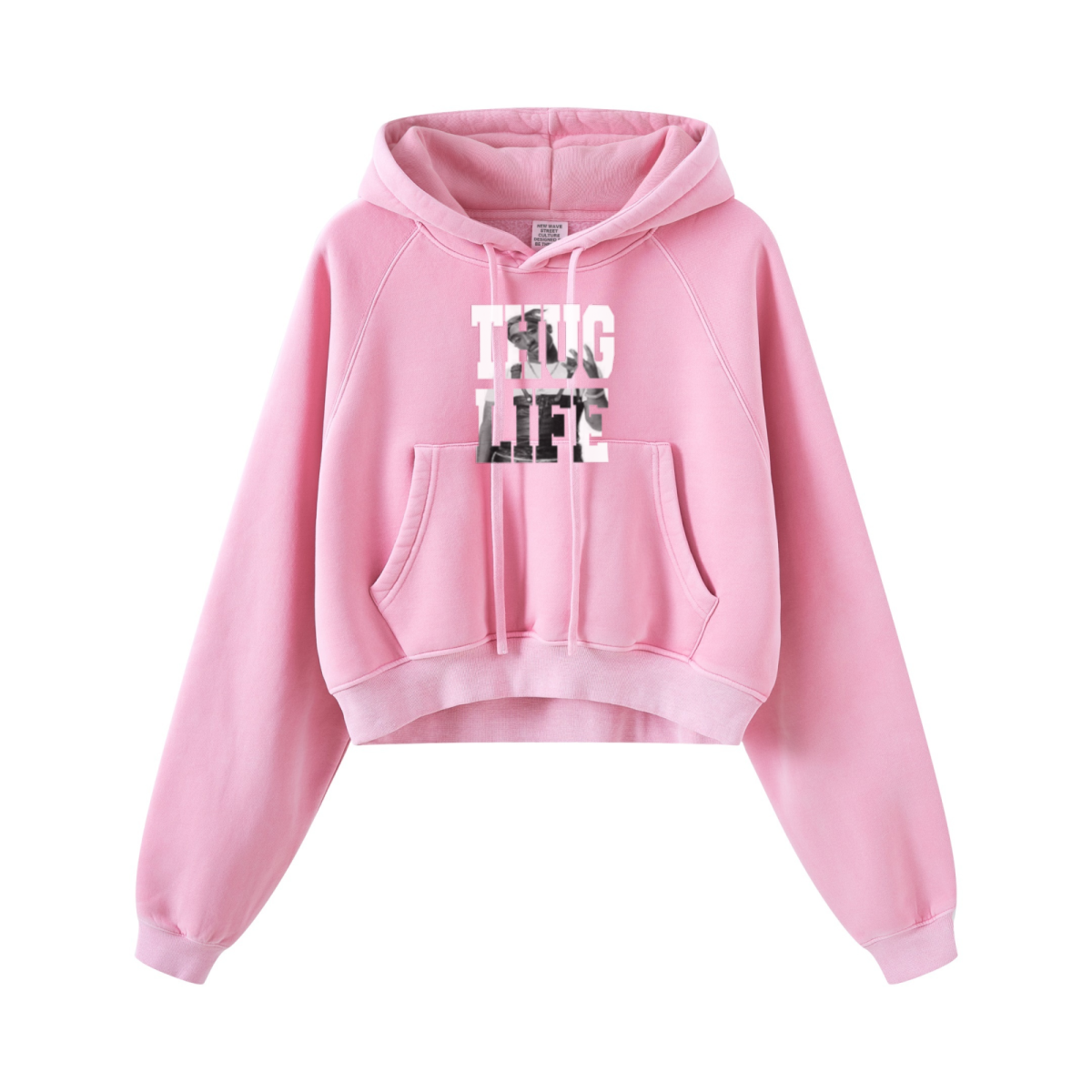 400GSM Women’s Retro-Wash Raglan Cropped Hoodie Rose pink