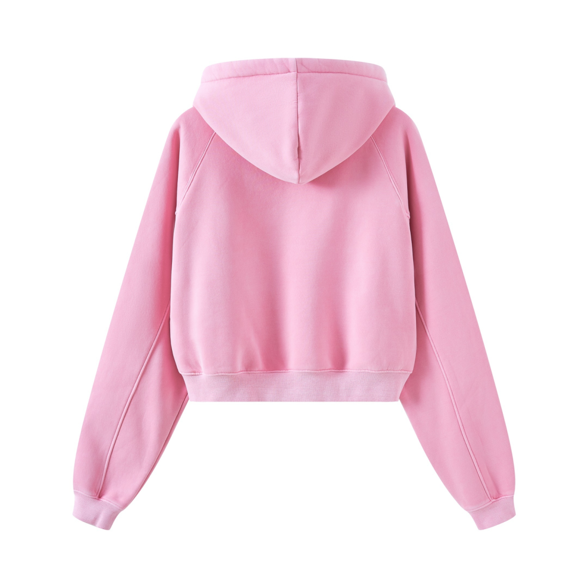 400GSM Women’s Retro-Wash Raglan Cropped Hoodie Rose pink