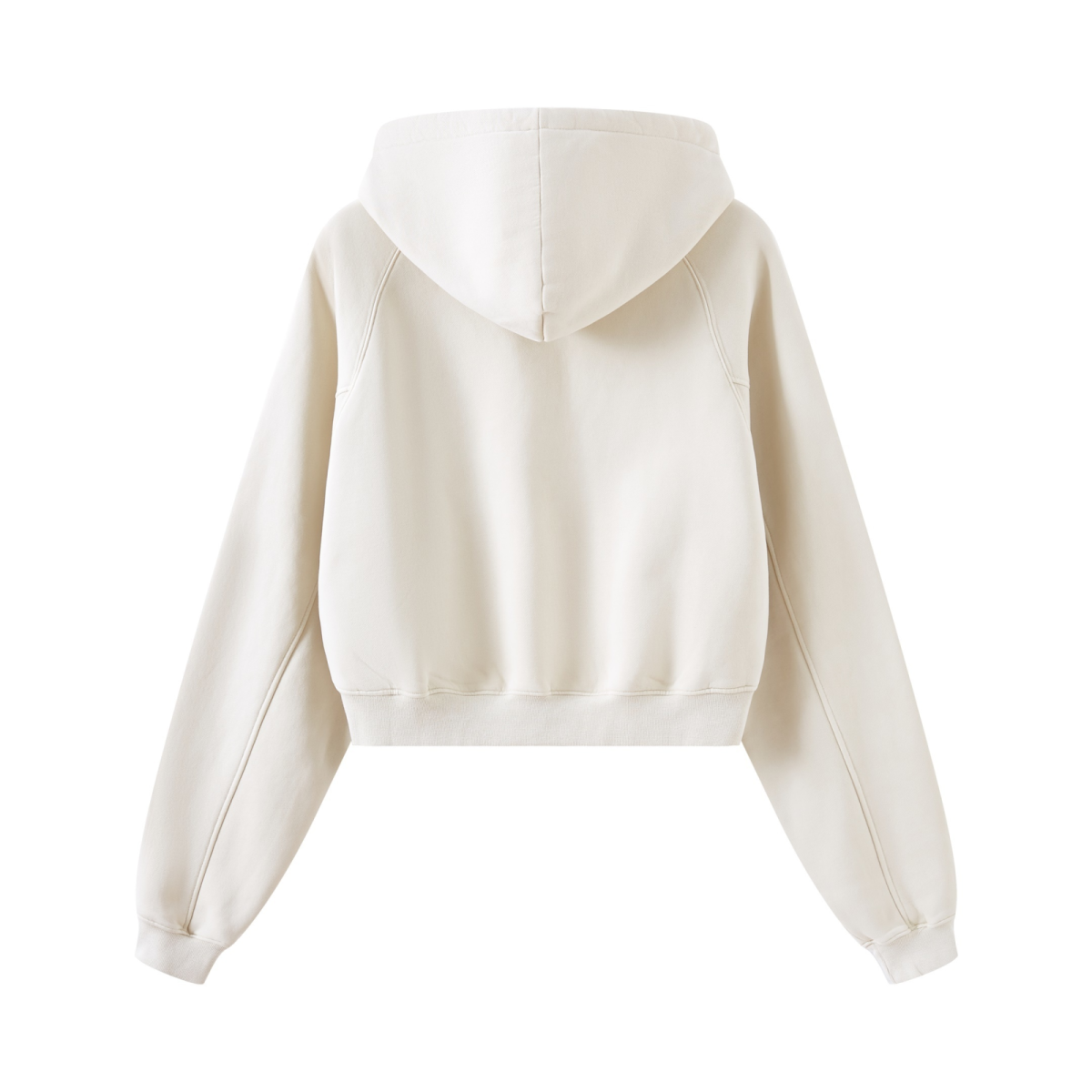 400GSM Women’s Retro-Wash Raglan Cropped Hoodie Gray Apricot