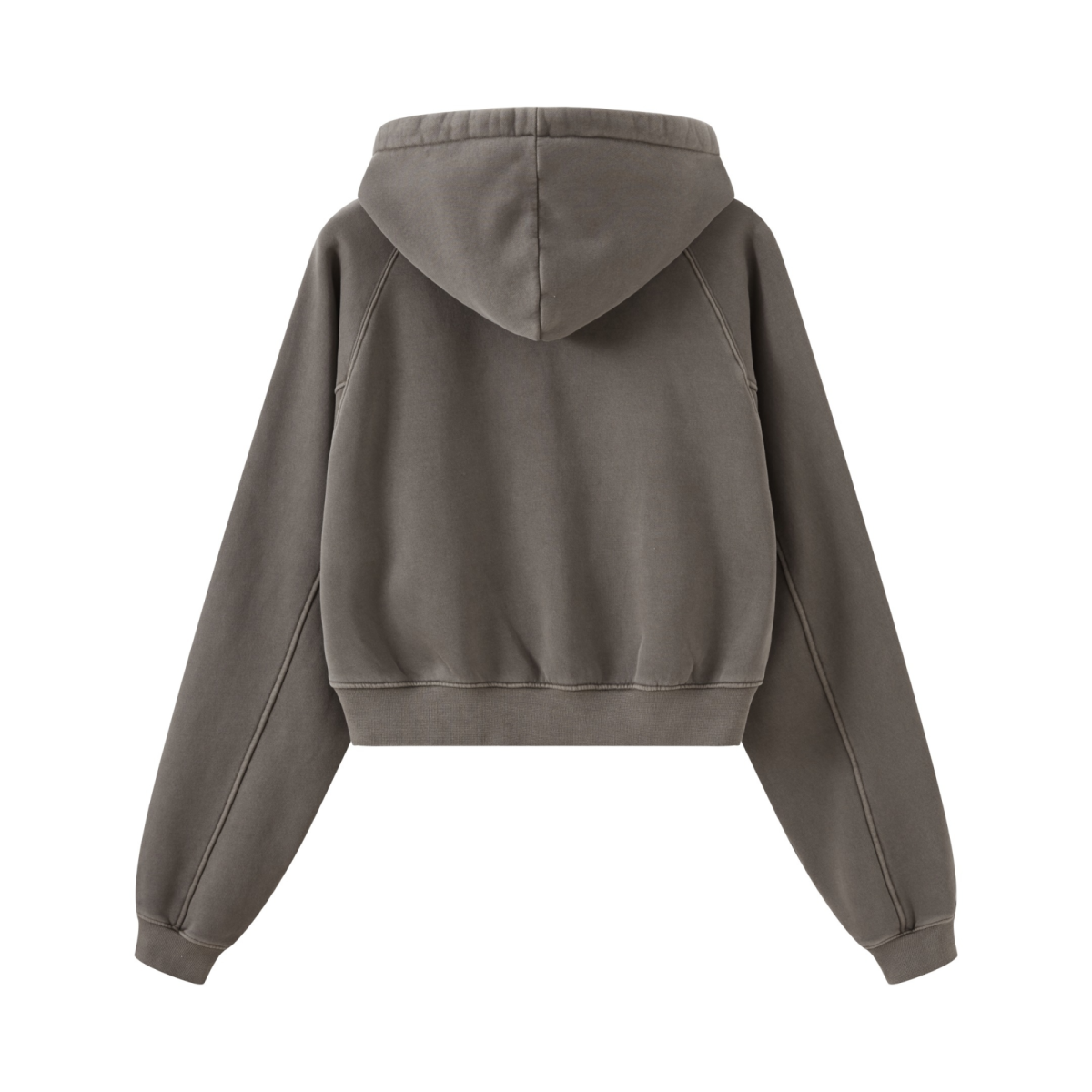 400GSM Women’s Retro-Wash Raglan Cropped Hoodie   Coffee
