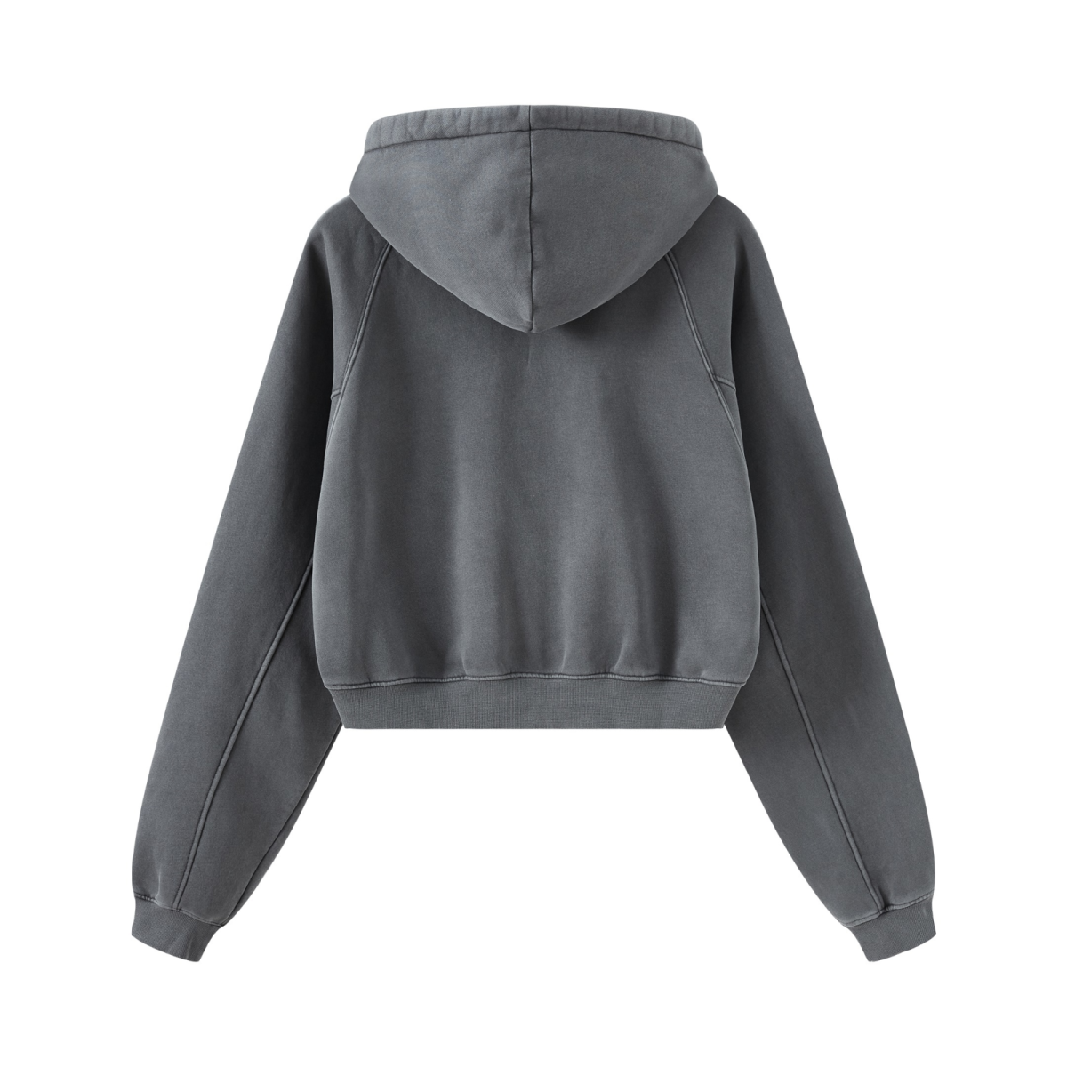 400GSM Women’s Retro-Wash Raglan Cropped Hoodie Dark gray