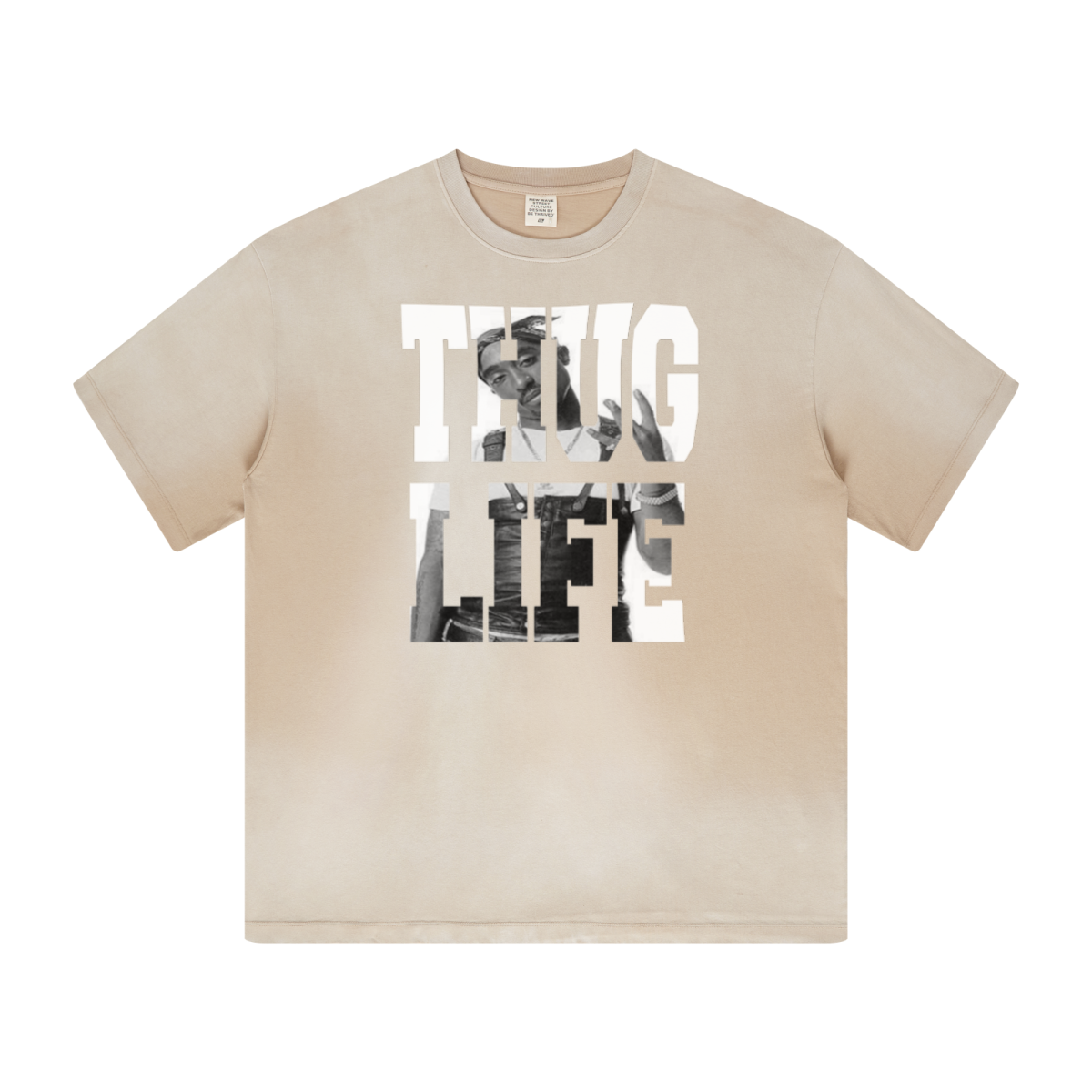270GSM Women’s Water-Wash PP-Sprayed Monkey Wash Crew Neck T-shirt Khaki