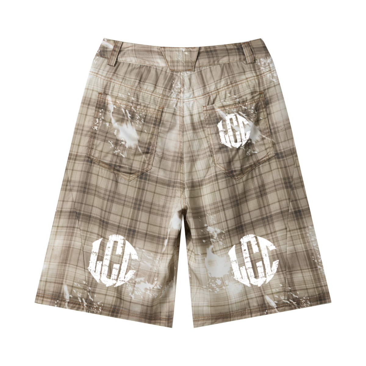 200GSM Tencel Twill Plaid Print Cropped Pants Khaki