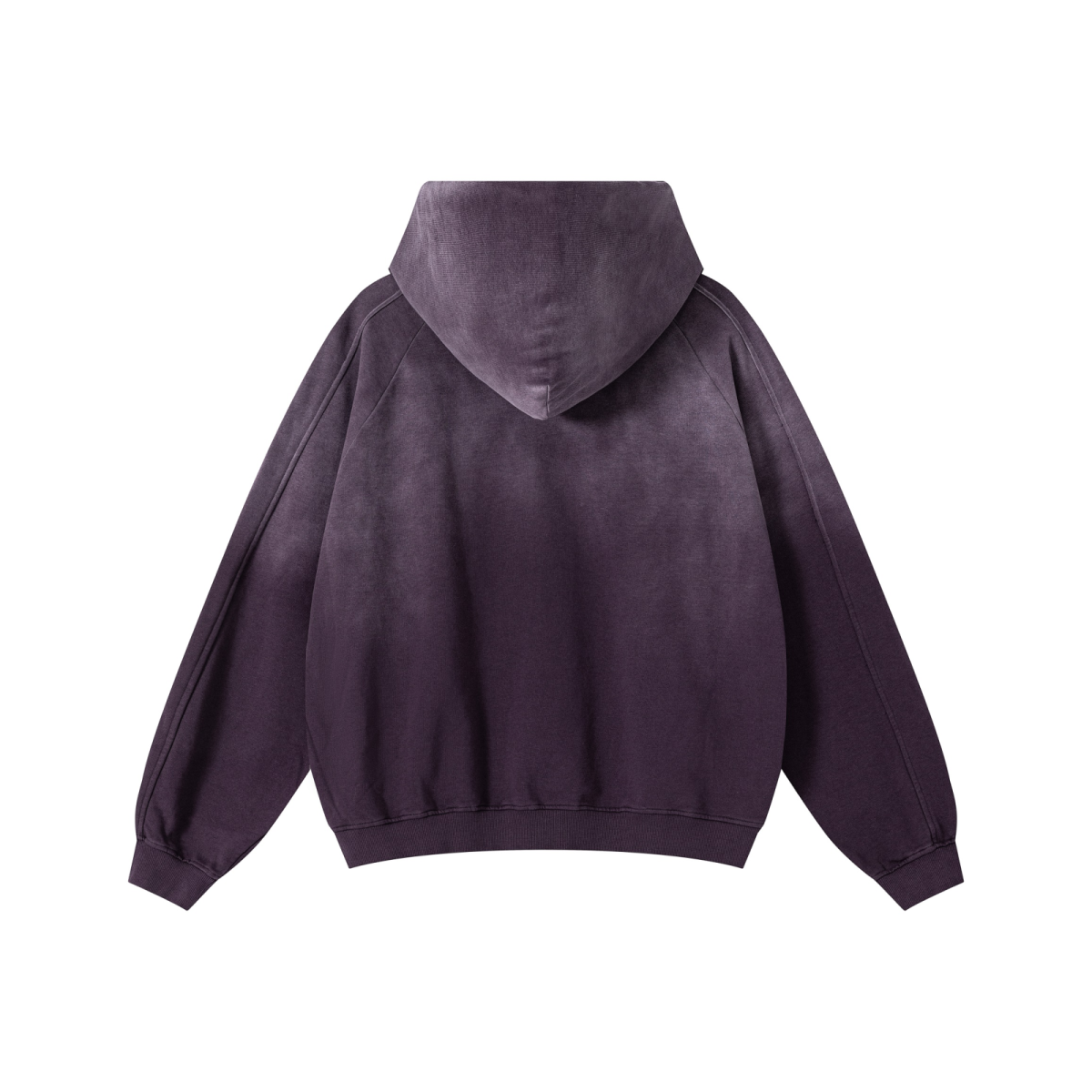 370GSM Unisex Monkey Wash Raw-Edge PP-Sprayed French Terry Hoodie Vintage Purple