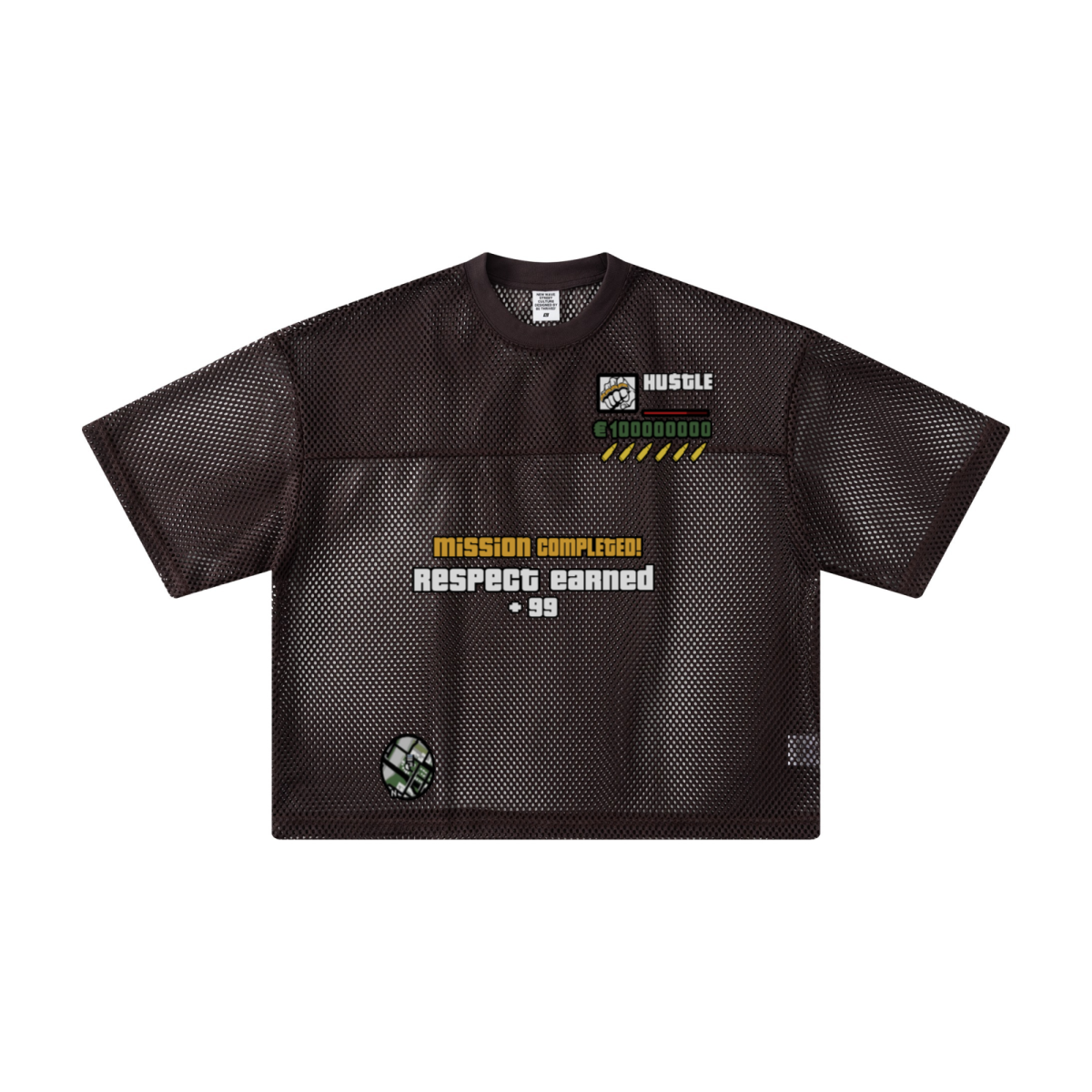 240GSM Men’s Boxy-Fit Mesh Layering T-Shirt Coffee Brown