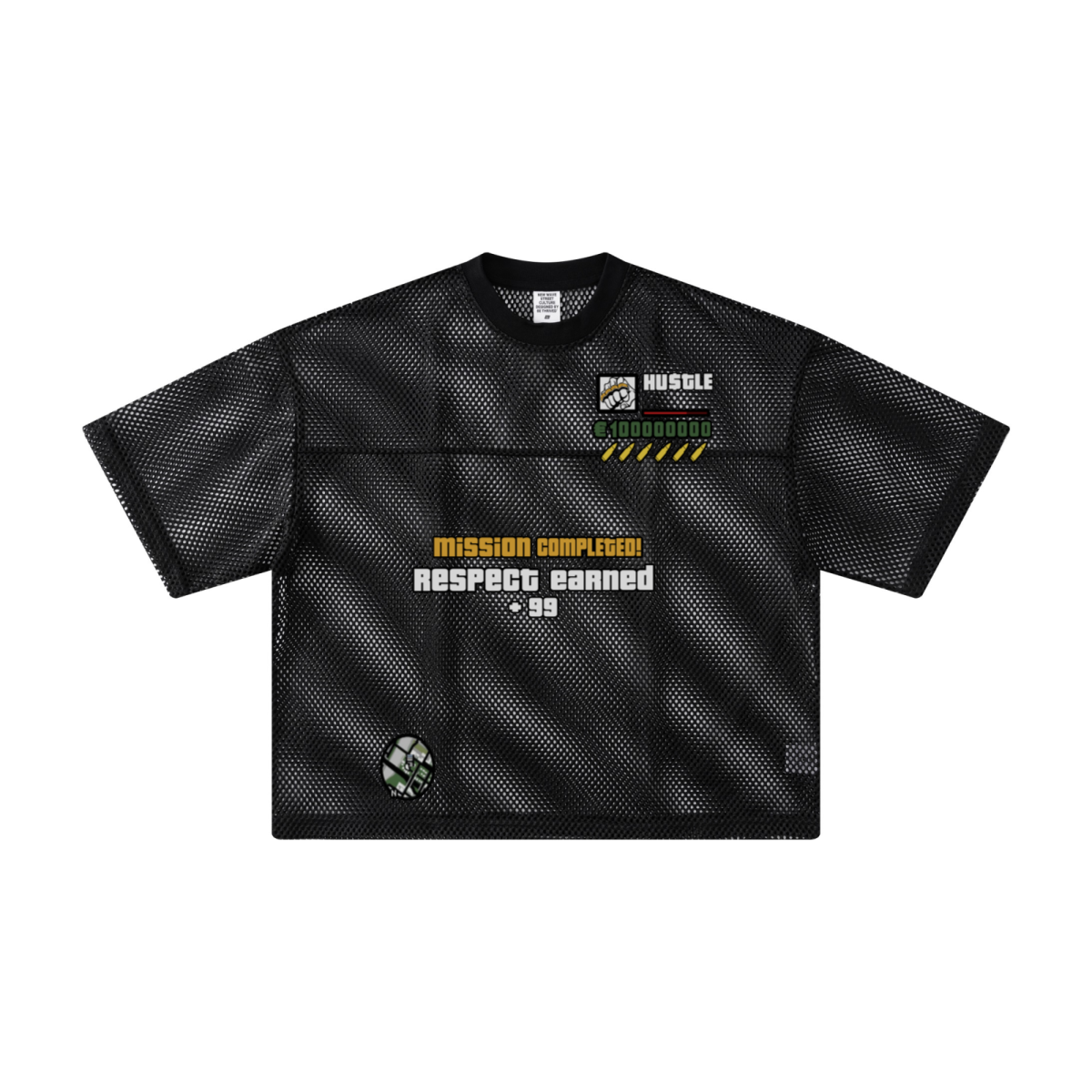 240GSM Men’s Boxy-Fit Mesh Layering T-Shirt Black