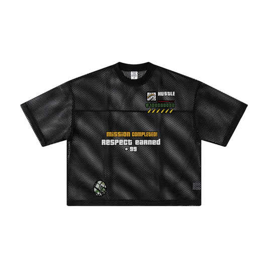 240GSM Men’s Boxy-Fit Mesh Layering T-Shirt Black