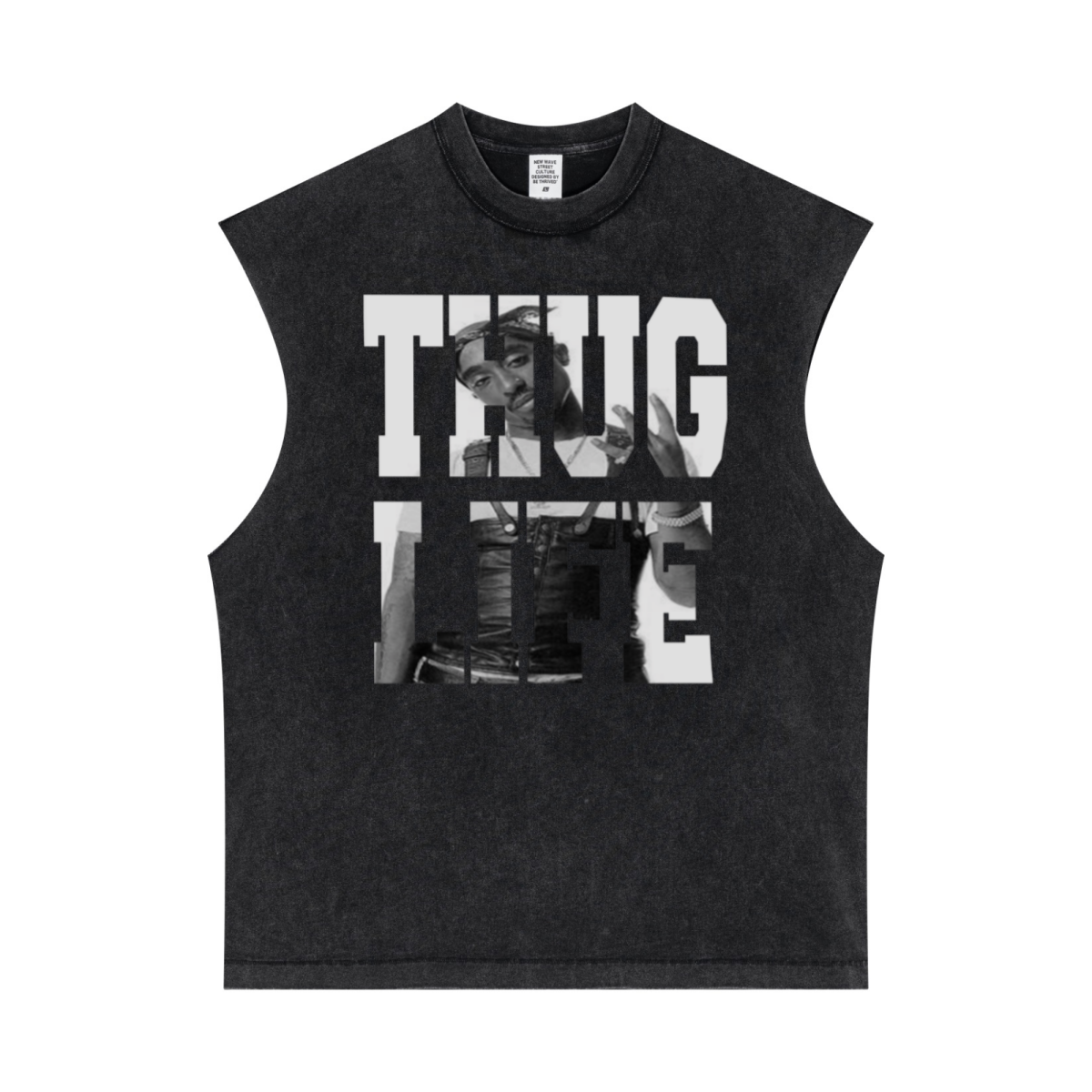 275GSM Unisex Vintage-Wash 100% Cotton Plain Tank Top Snow Wash