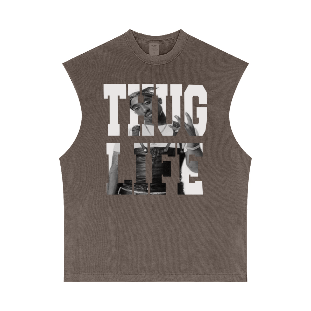 275GSM Unisex Vintage-Wash 100% Cotton Plain Tank Top Mocha