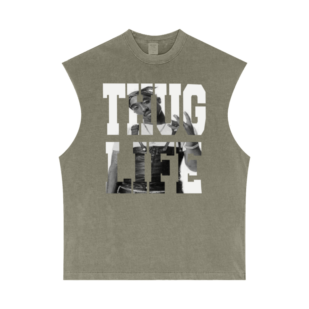 275GSM Unisex Vintage-Wash 100% Cotton Plain Tank Top Light green