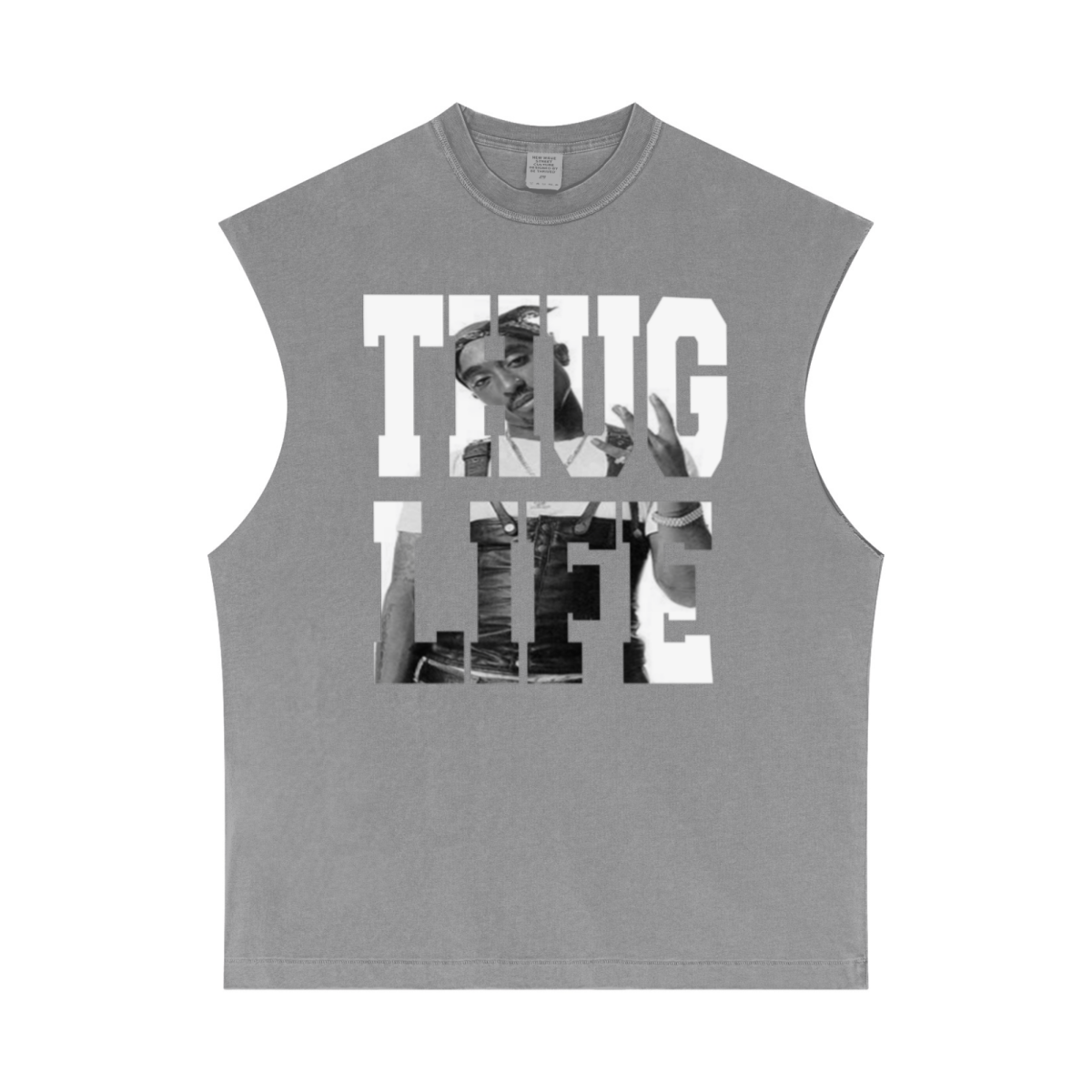 275GSM Unisex Vintage-Wash 100% Cotton Plain Tank Top Light Grey 