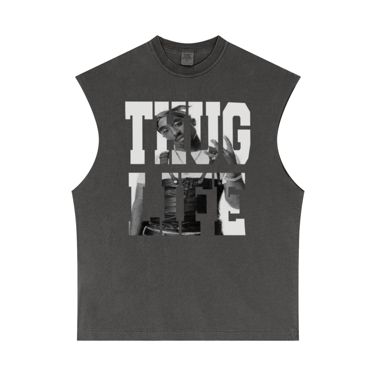 275GSM Unisex Vintage-Wash 100% Cotton Plain Tank Top Dark Grey